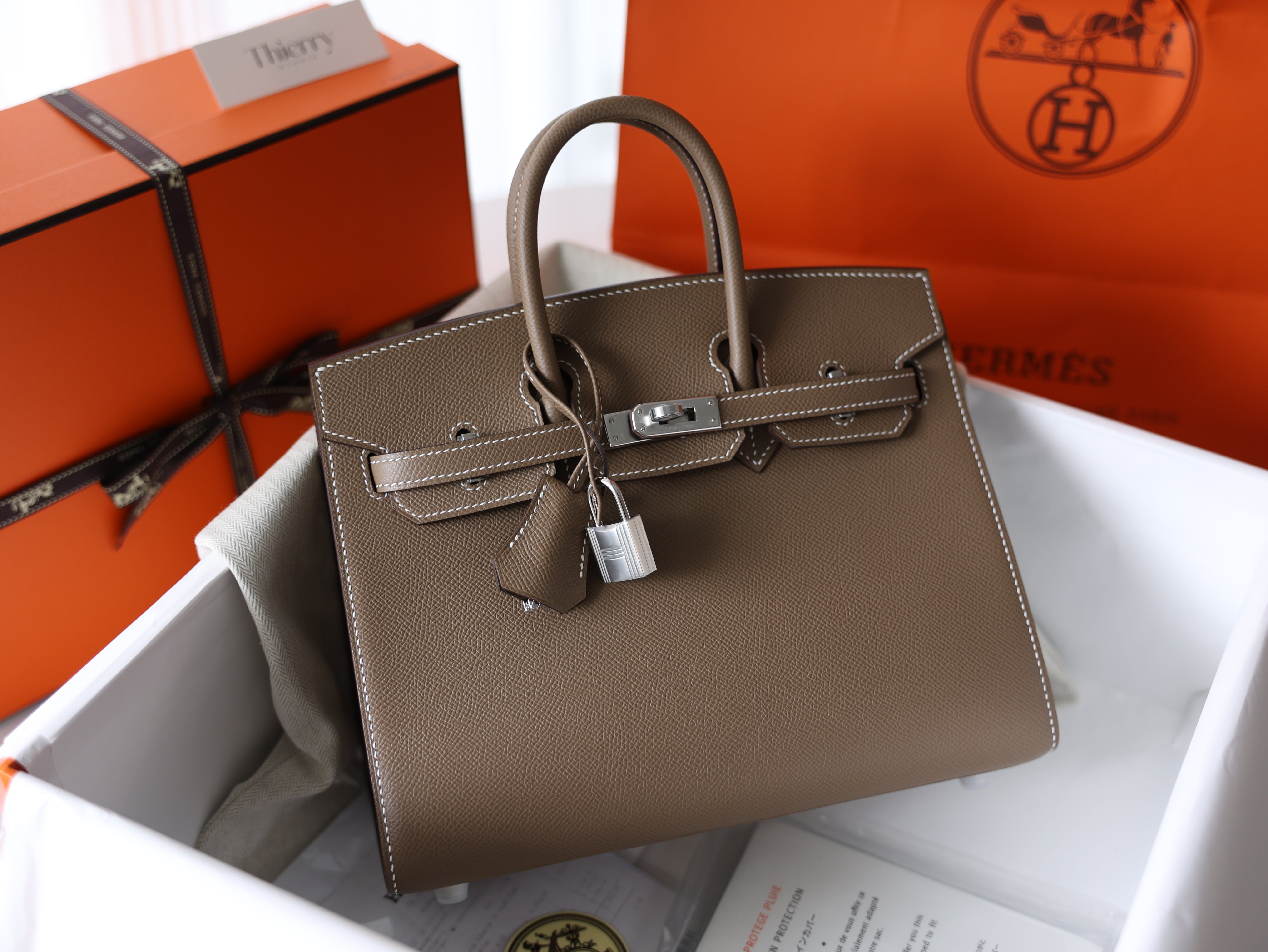 Birkin 25 epsom sellier etoupe PHW