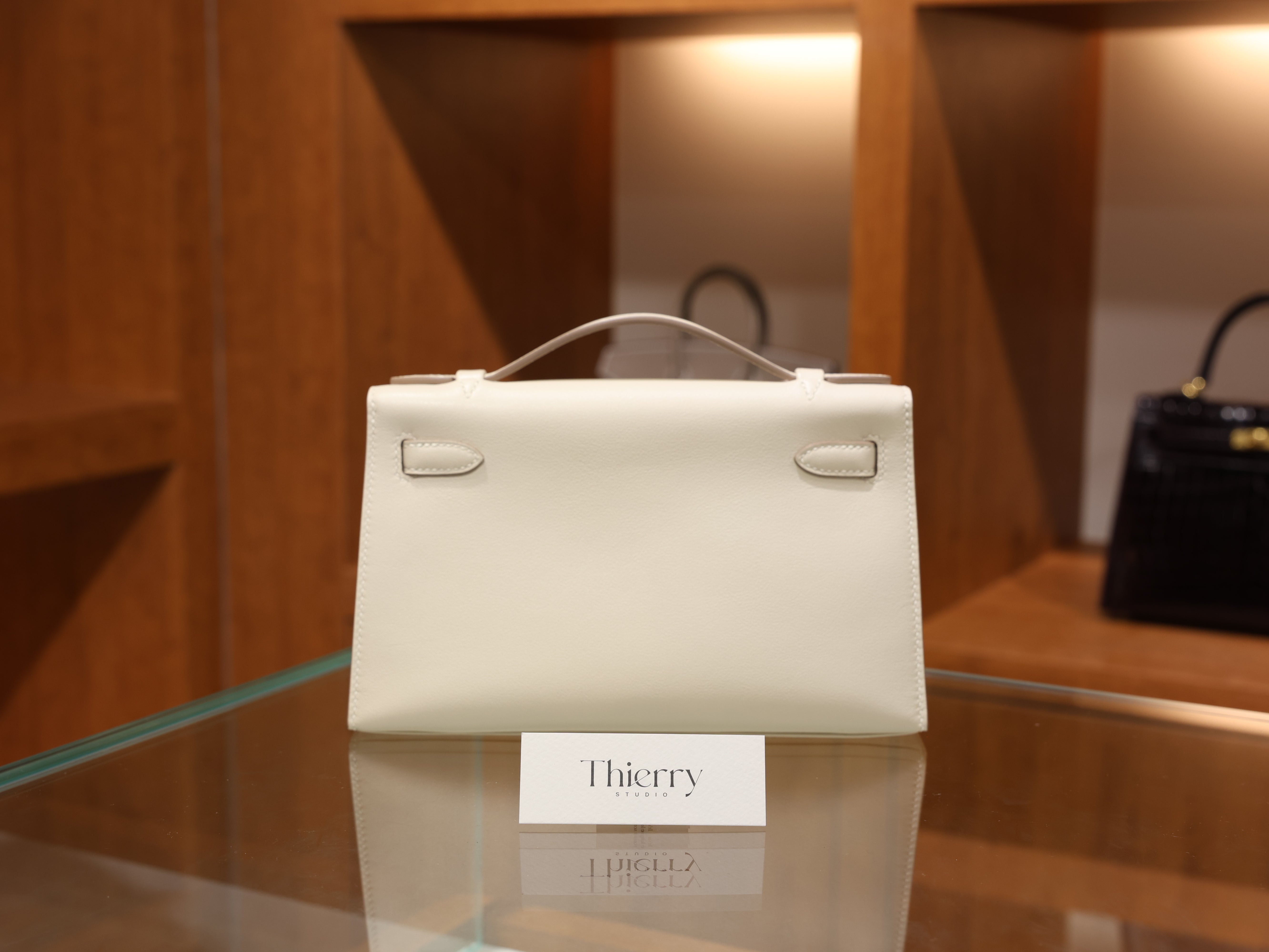 Kelly pochette swift craie PHW