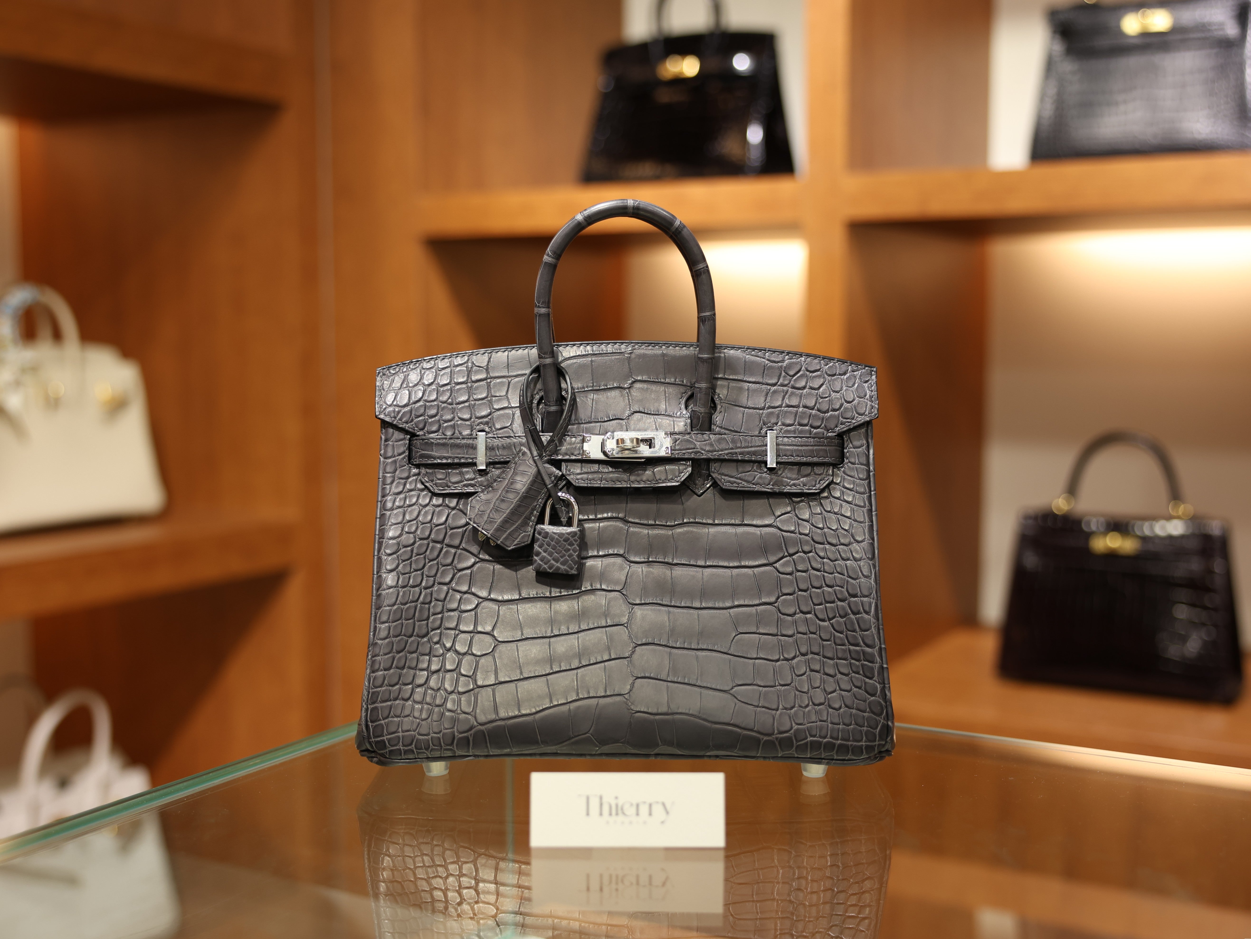 Birkin 25 matt alligator gris paris PHW
