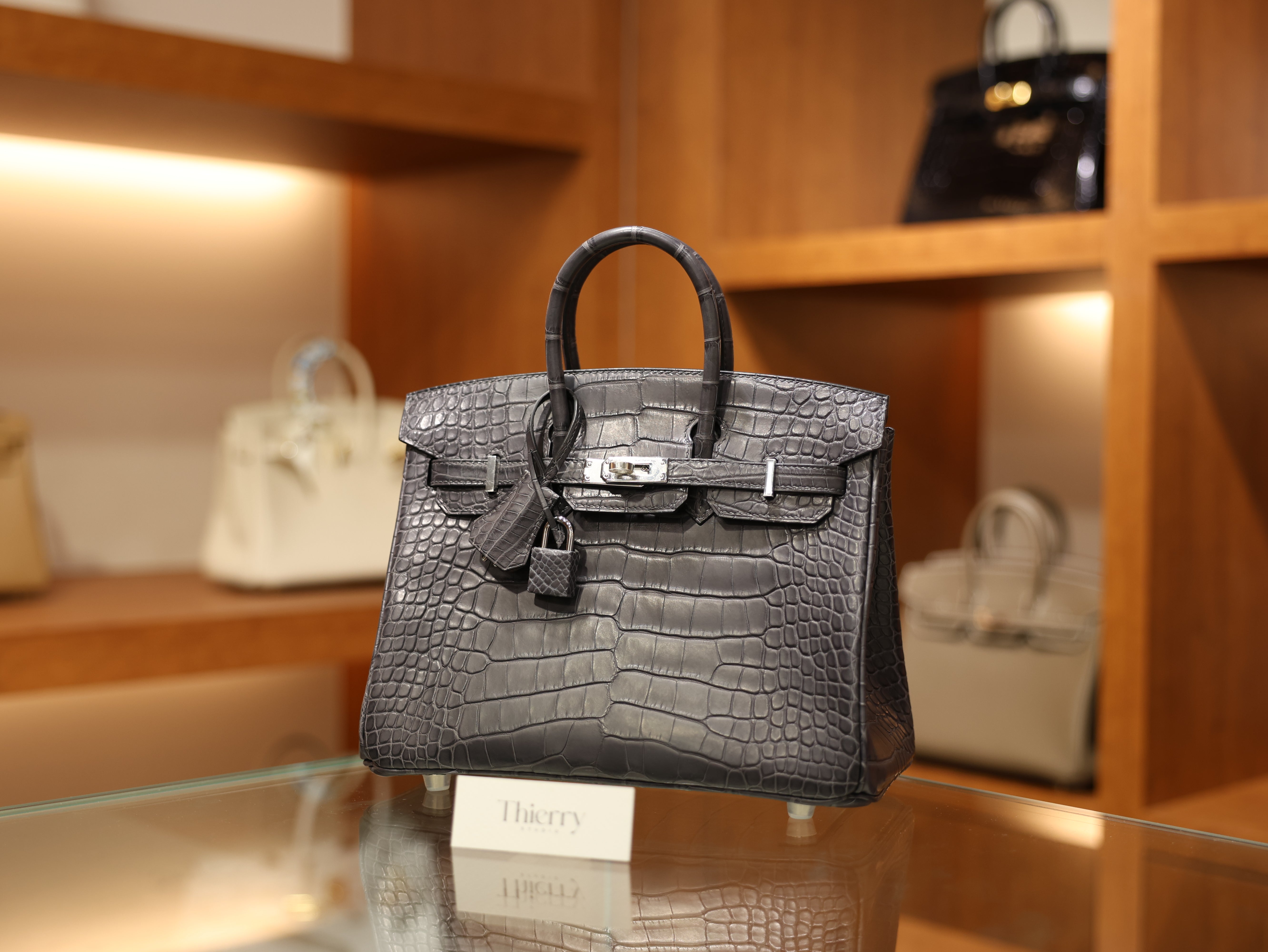 Birkin 25 matt alligator gris paris PHW