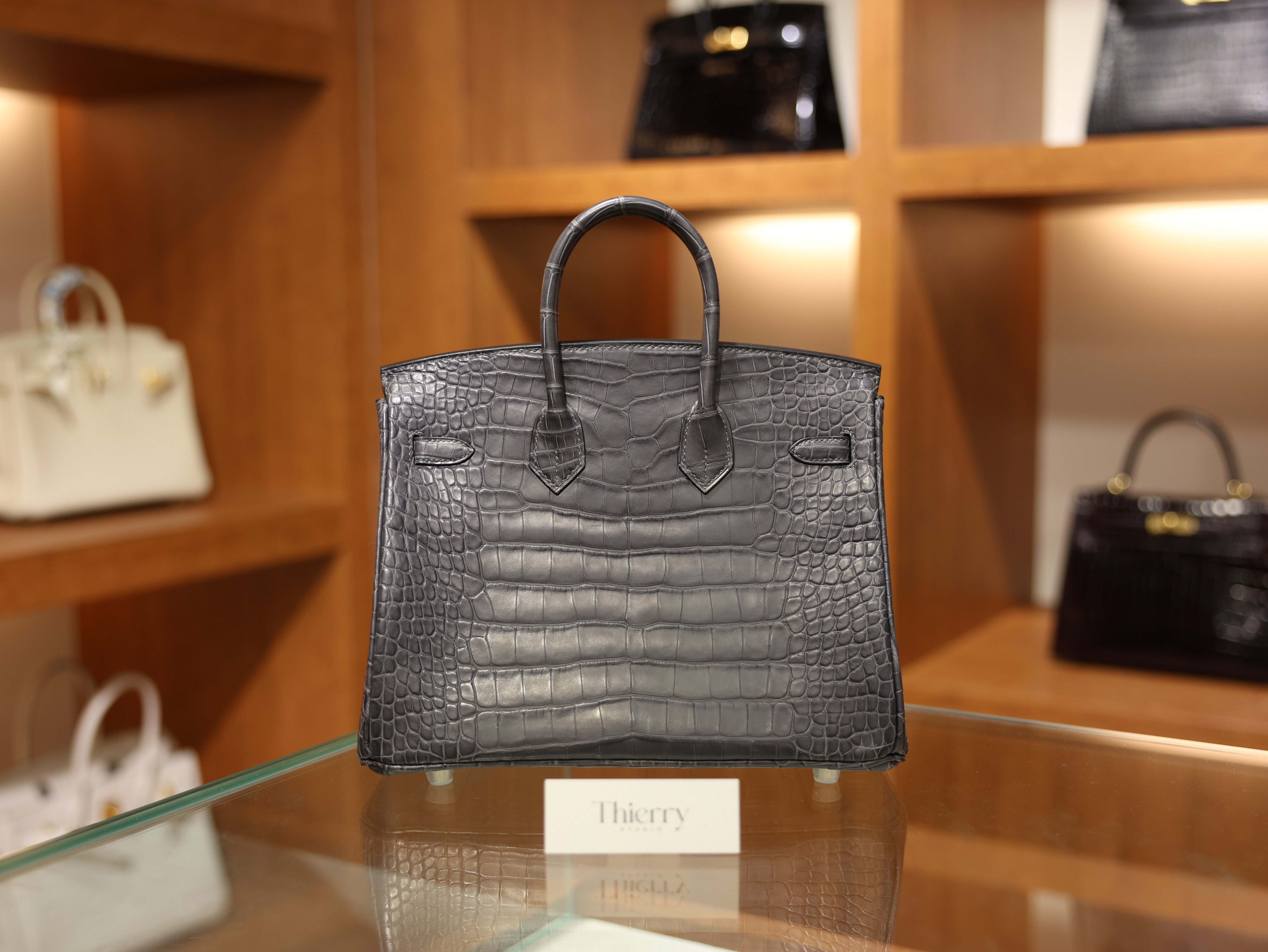 Birkin 25 matt alligator gris paris PHW