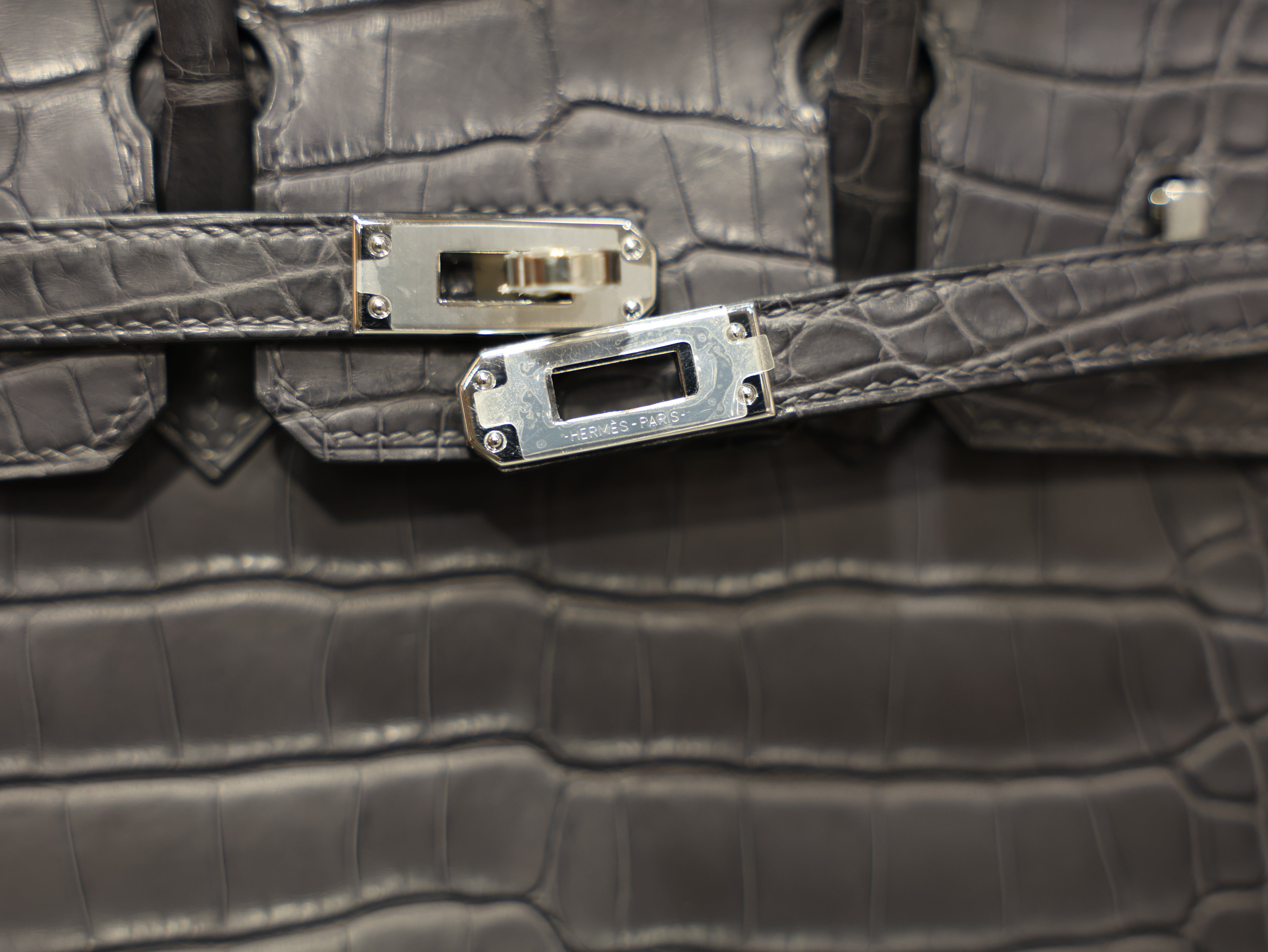 Birkin 25 matt alligator gris paris PHW