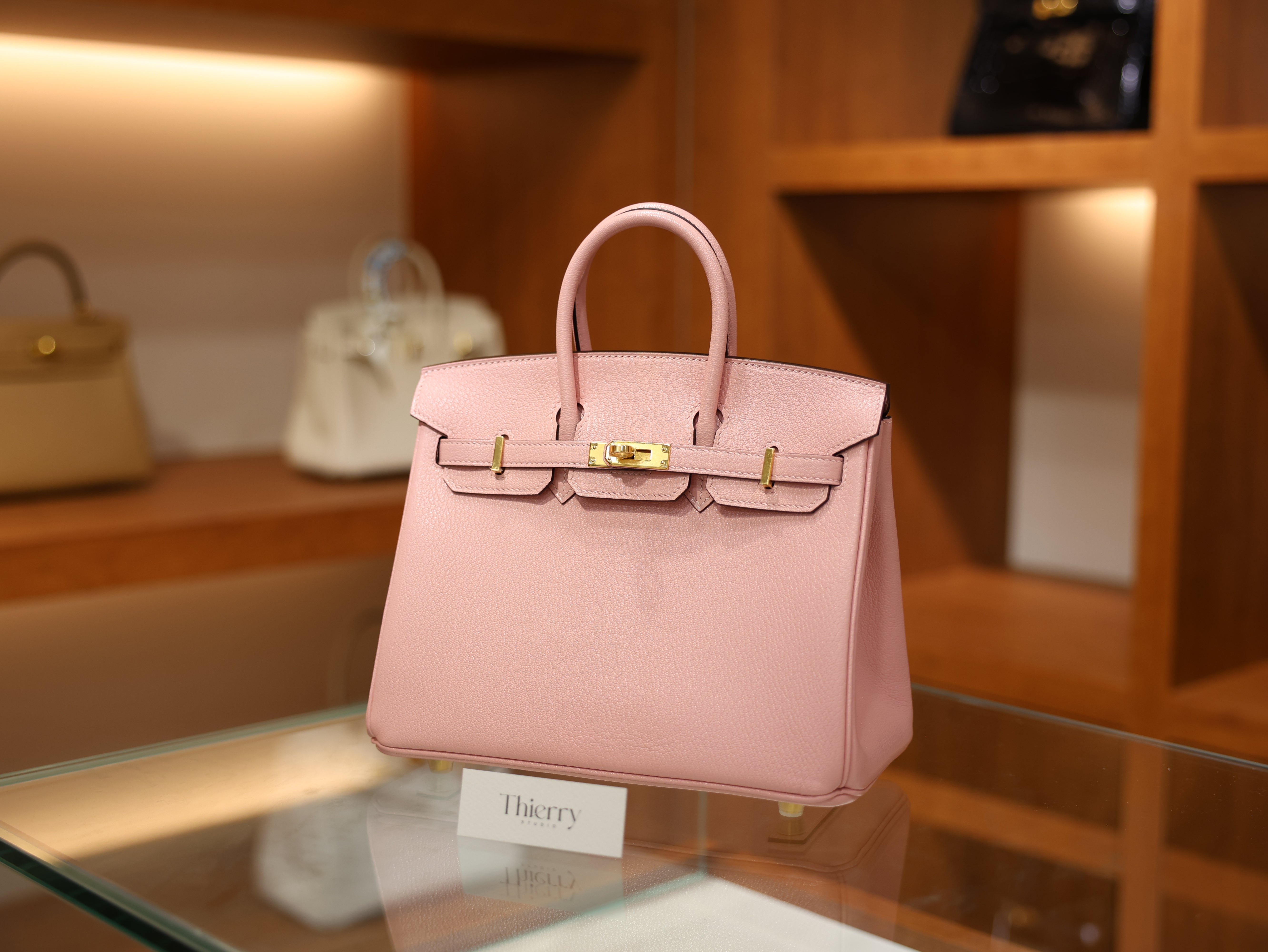 Birkin 25 chevre rose sakura GHW (HSS)