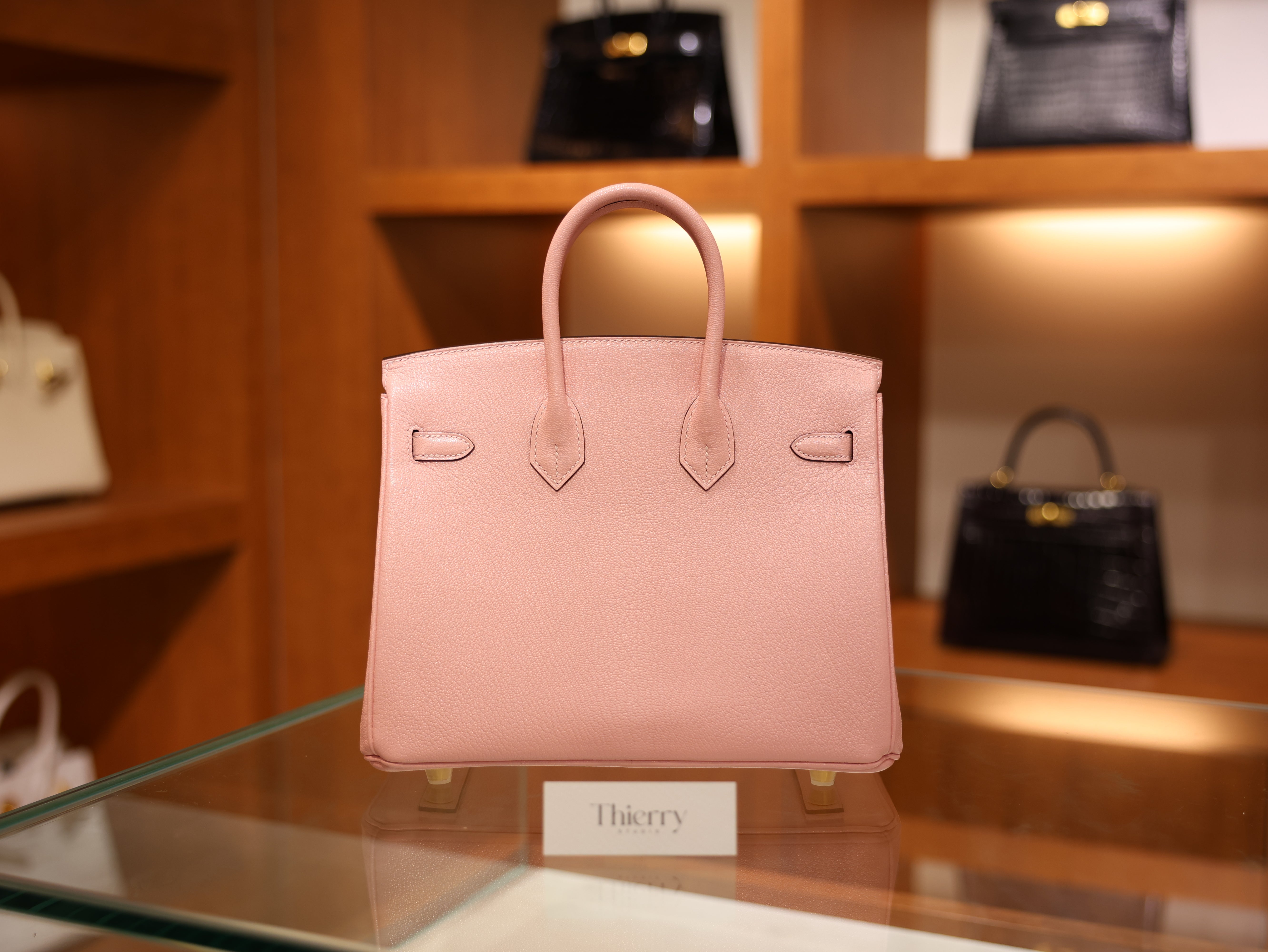 Birkin 25 chevre rose sakura GHW (HSS)