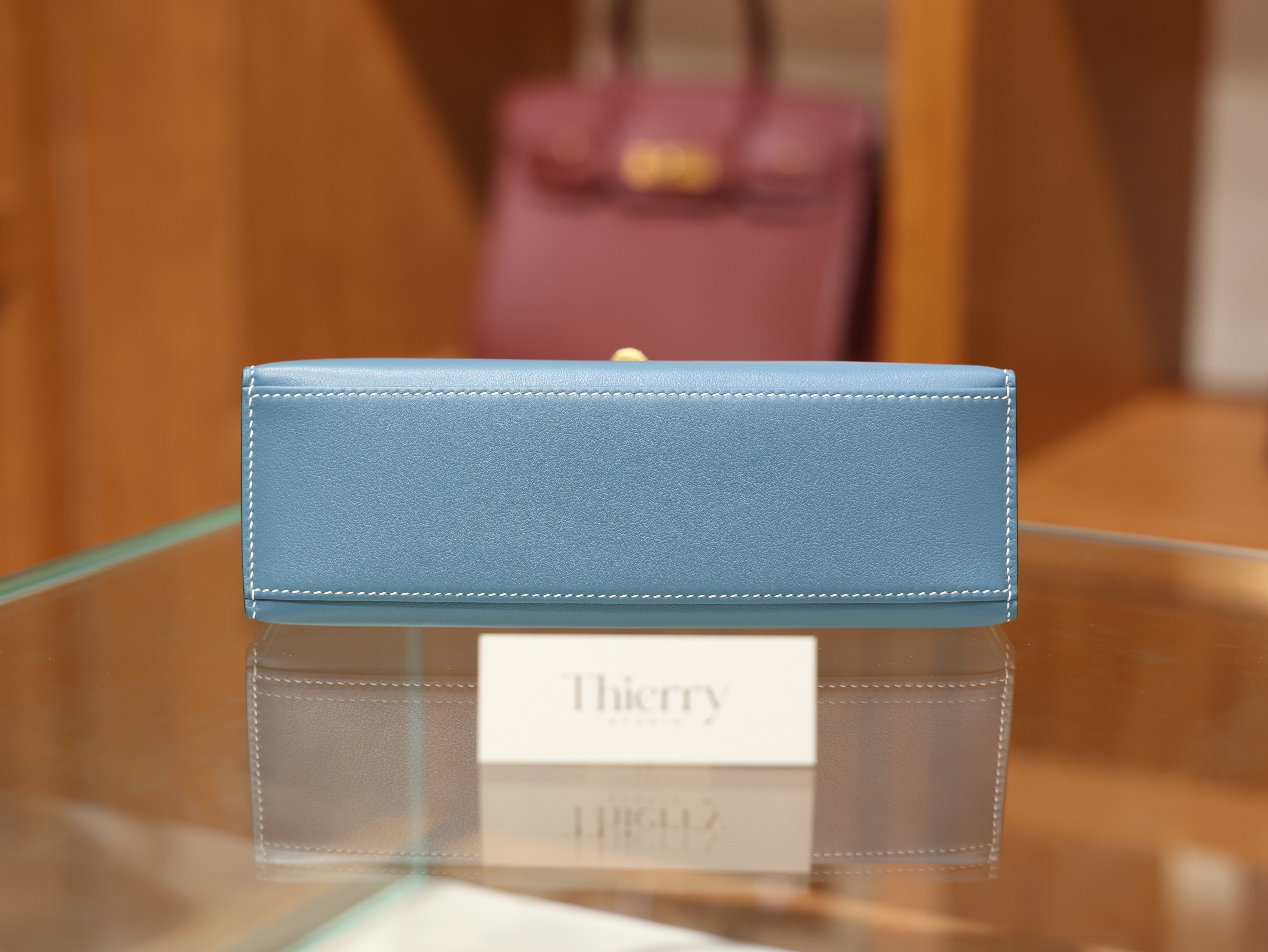 Kelly pochette swift new blue jean GHW