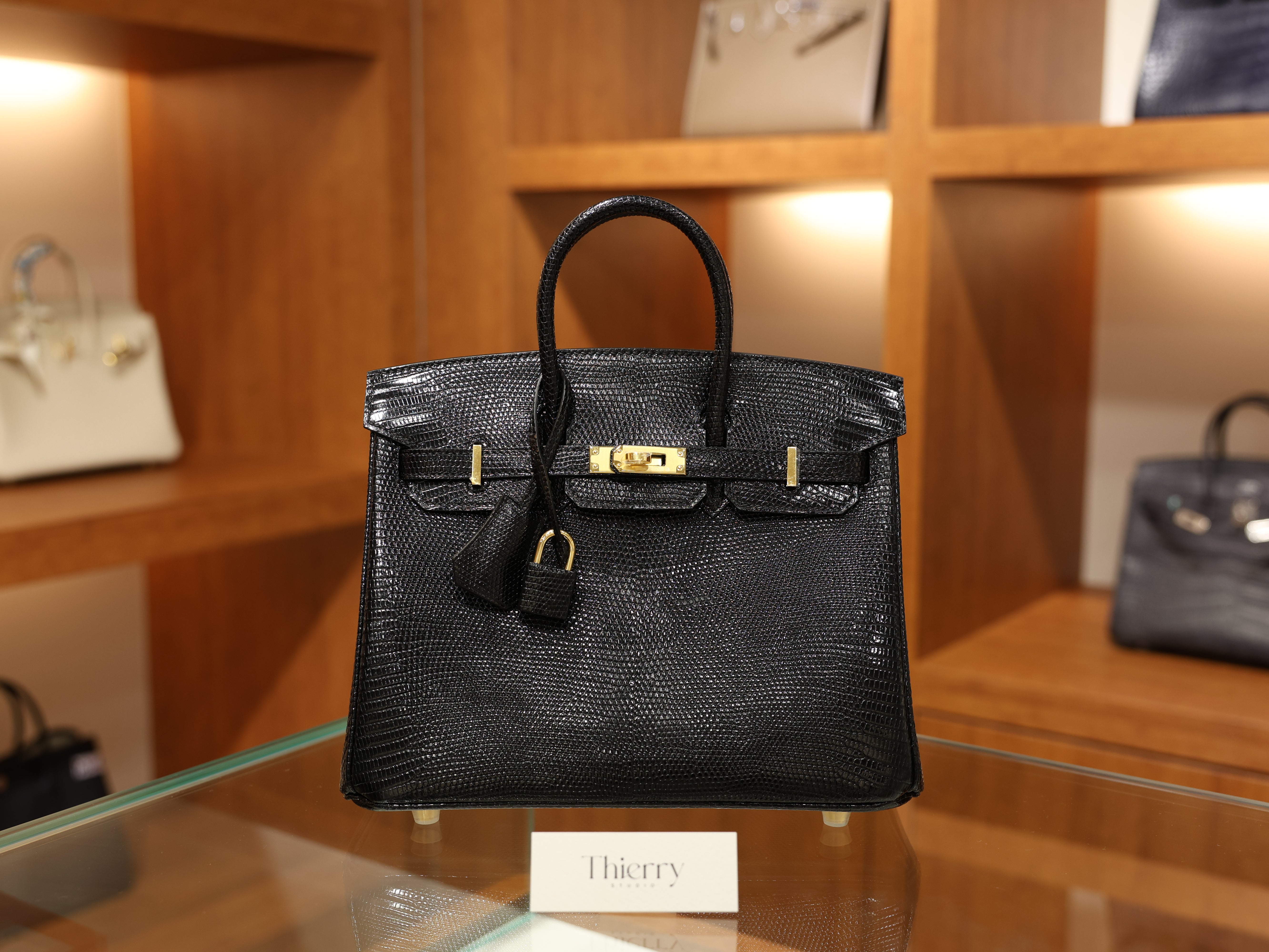 Birkin 25 lizard black GHW
