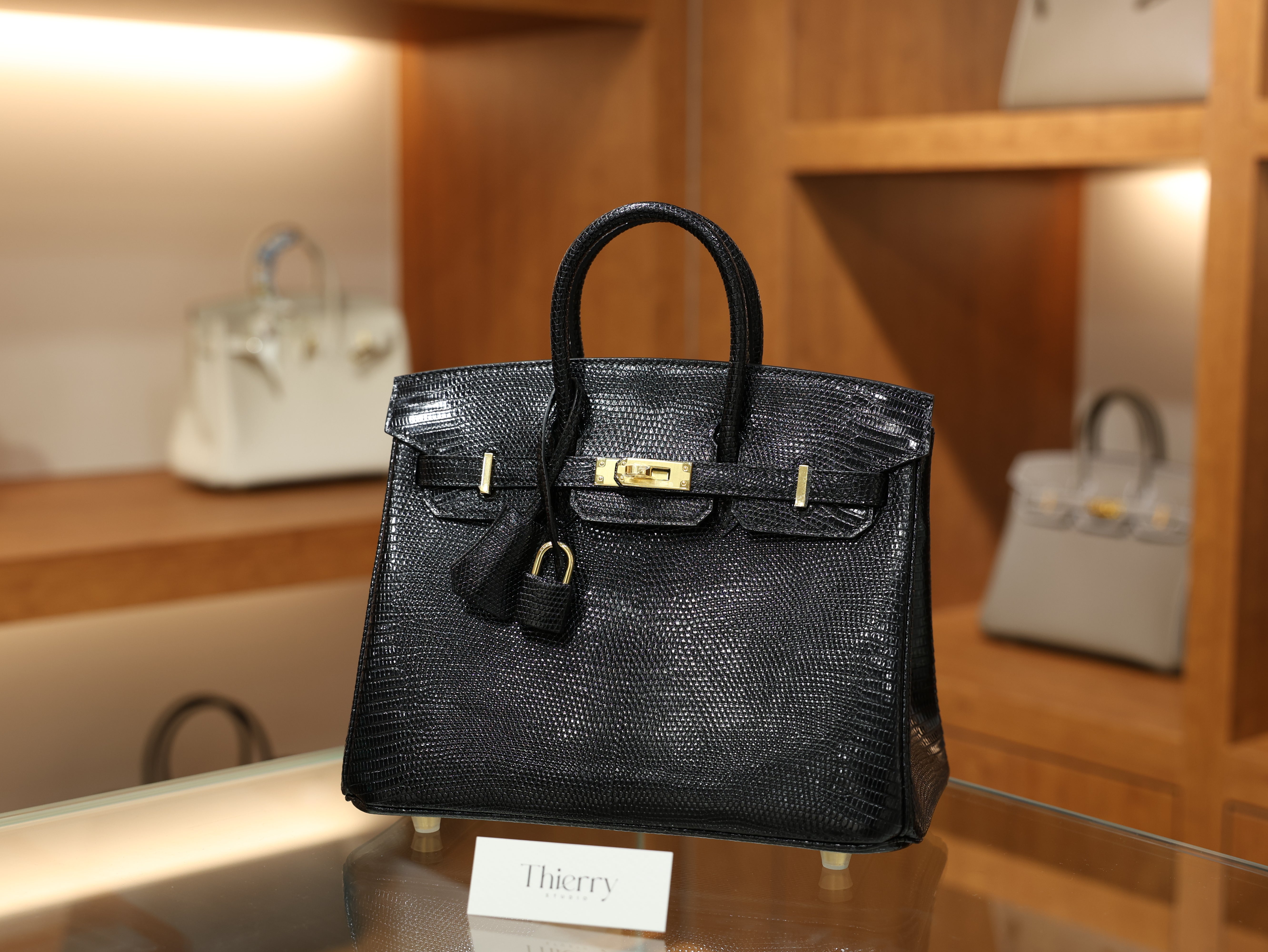 Birkin 25 lizard black GHW