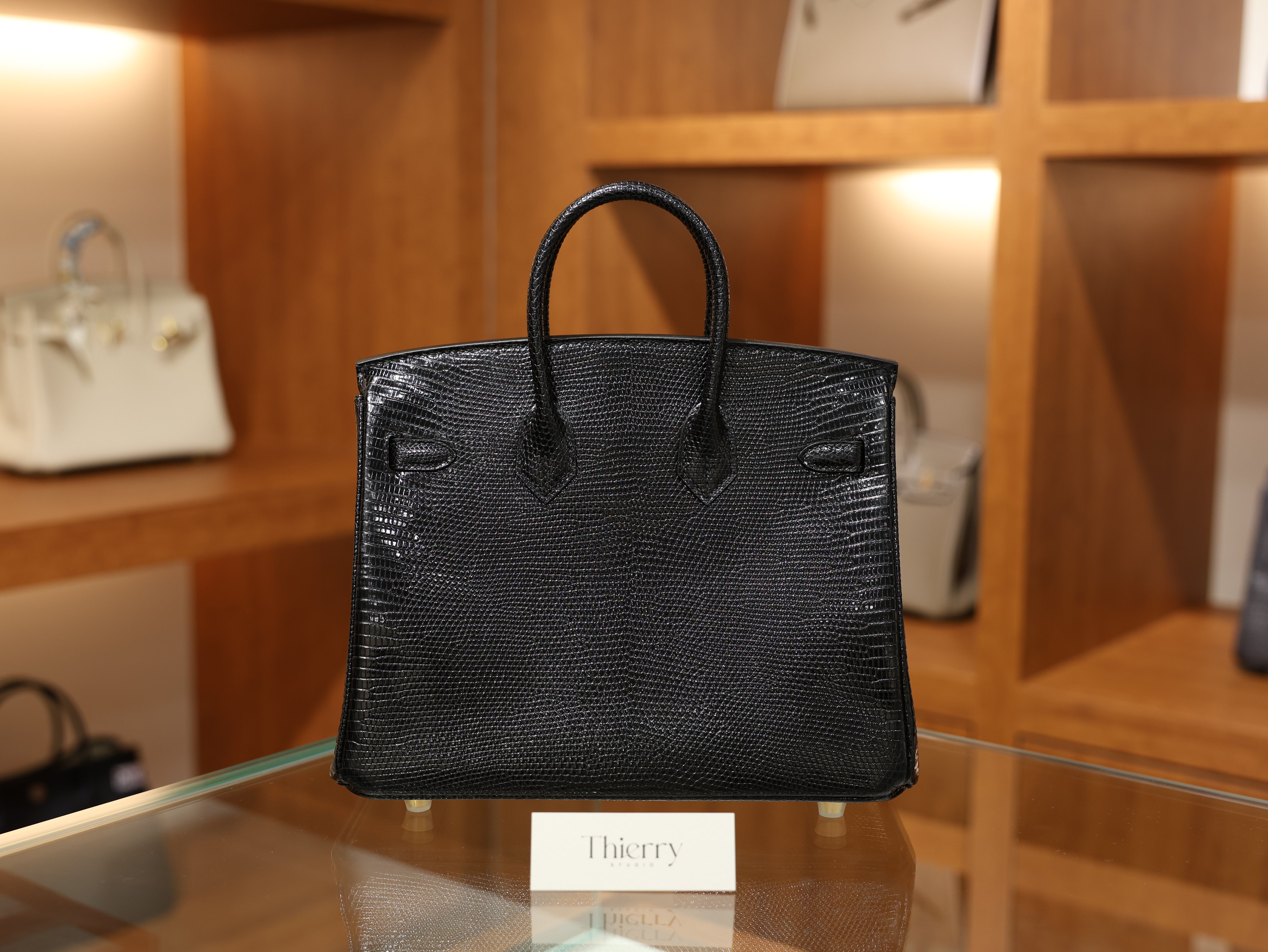 Birkin 25 lizard black GHW