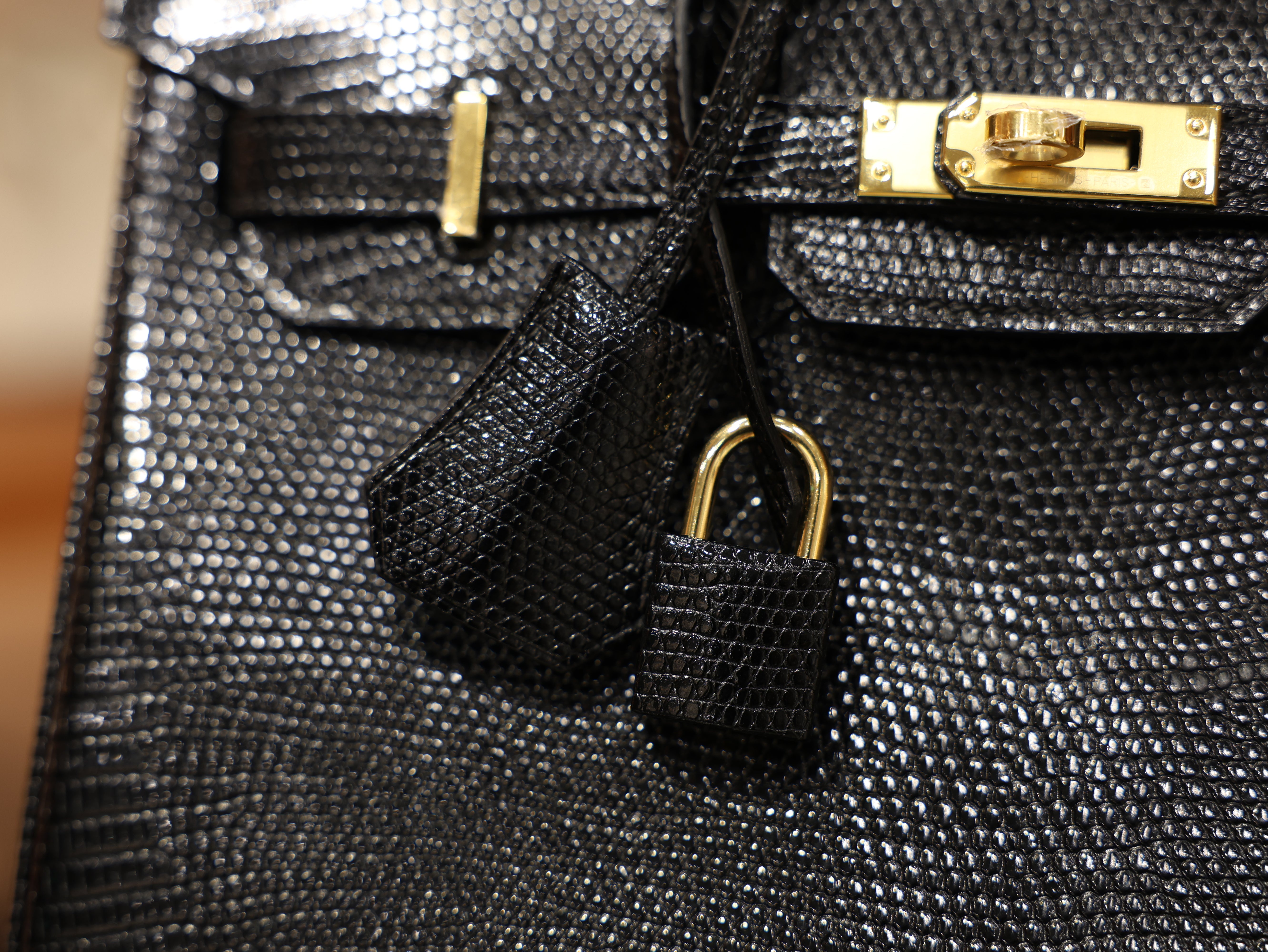 Birkin 25 lizard black GHW