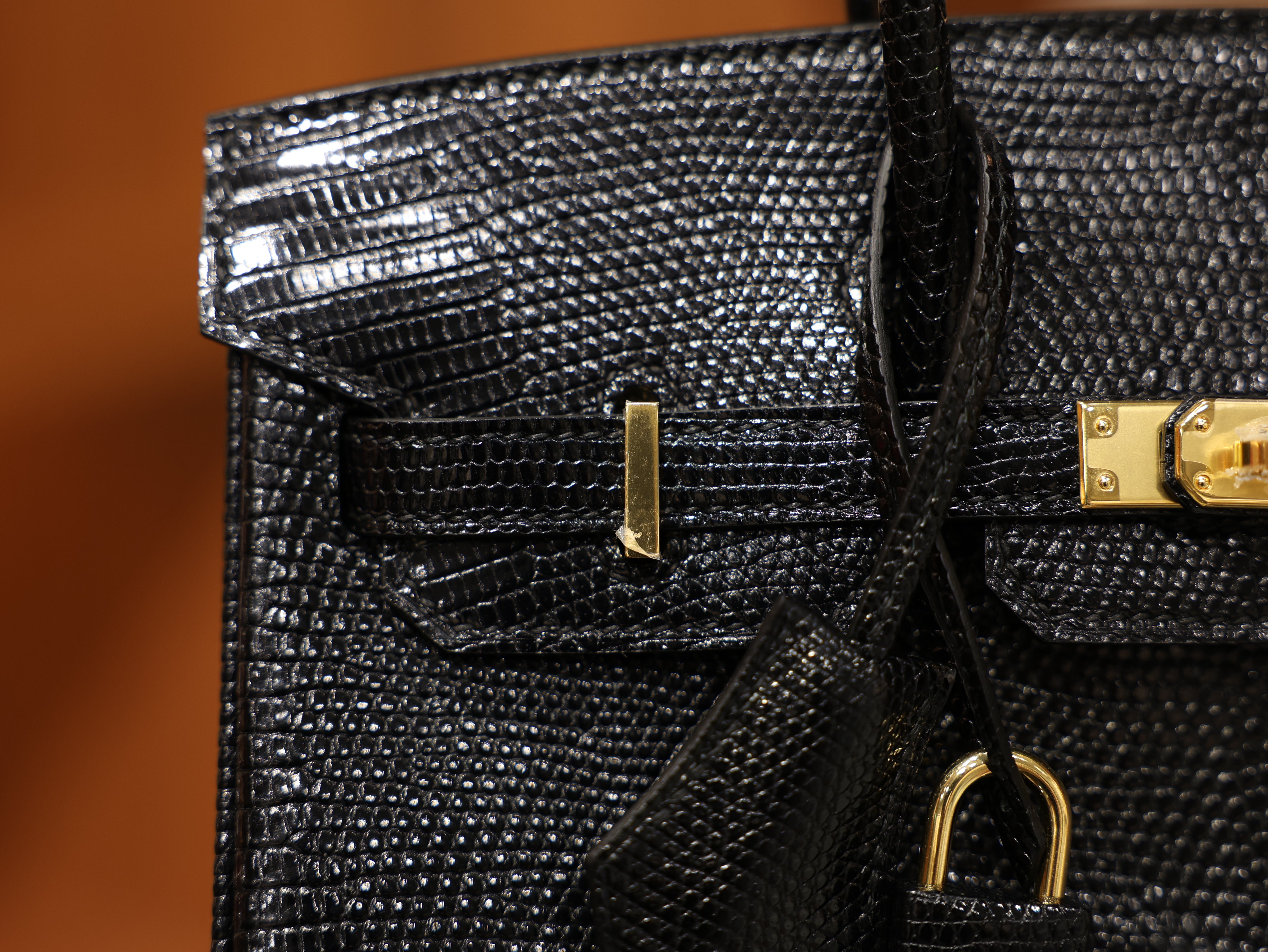 Birkin 25 lizard black GHW