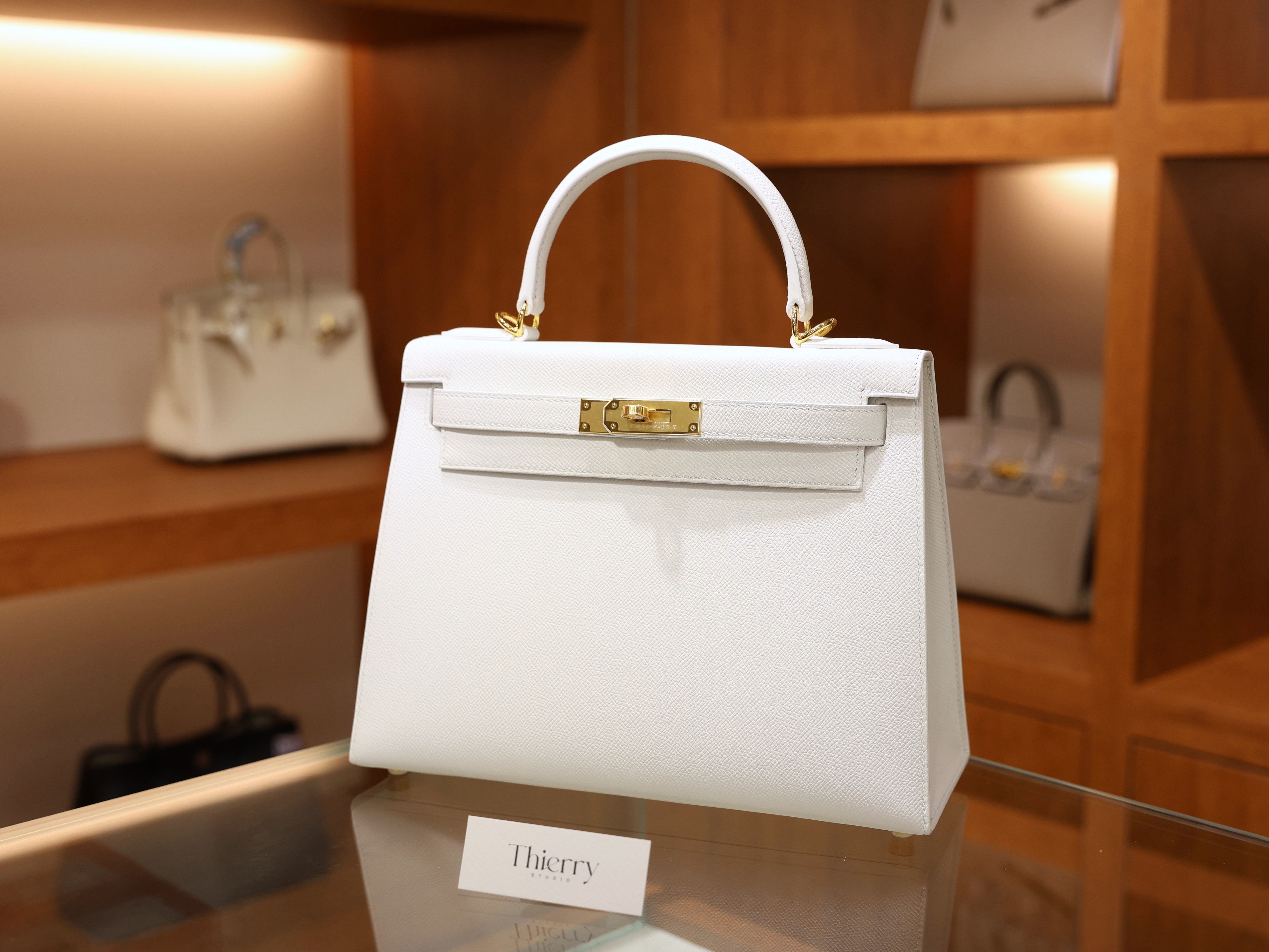 Kelly 28 epsom blanc GHW