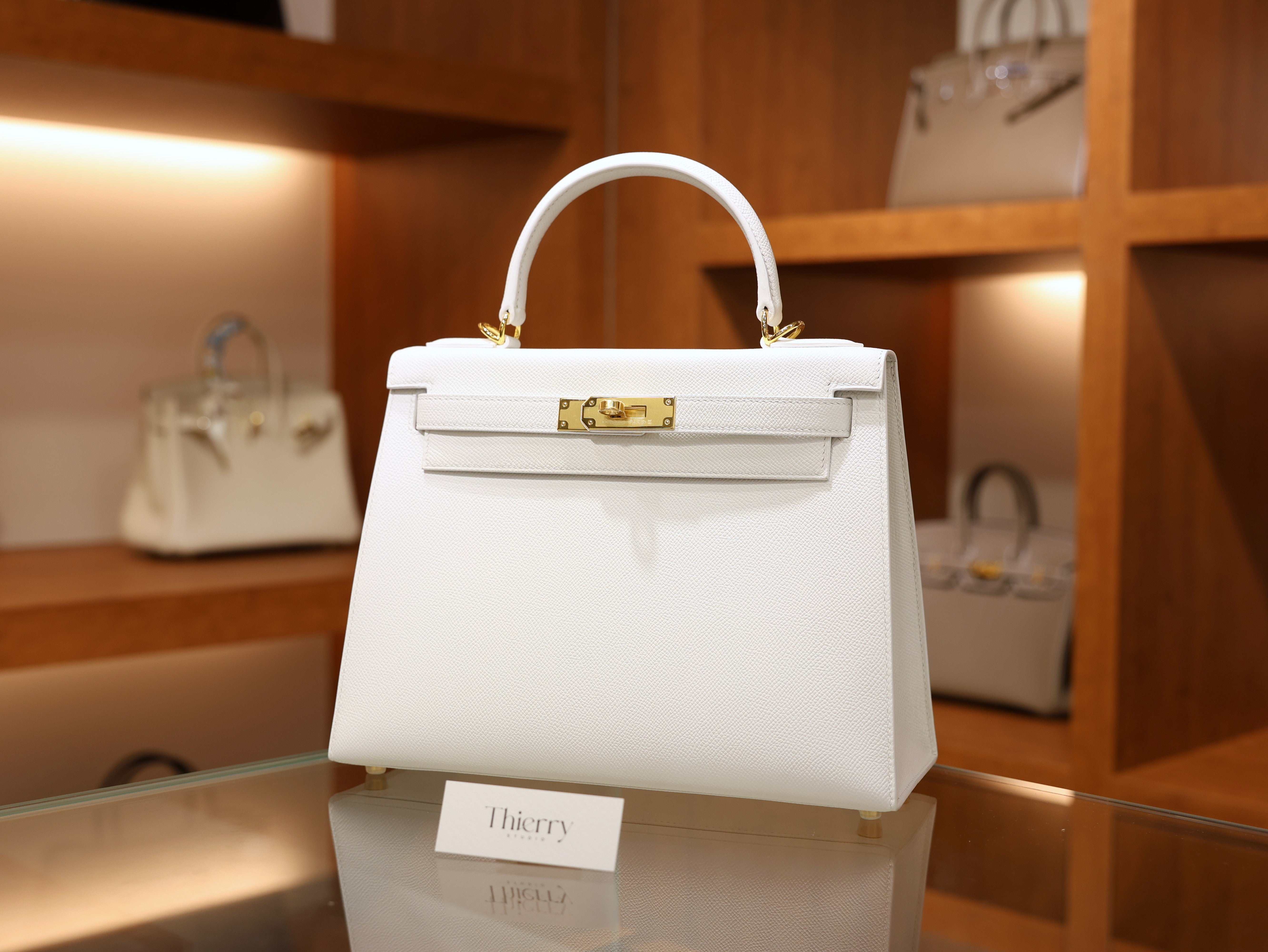 Kelly 28 epsom blanc GHW