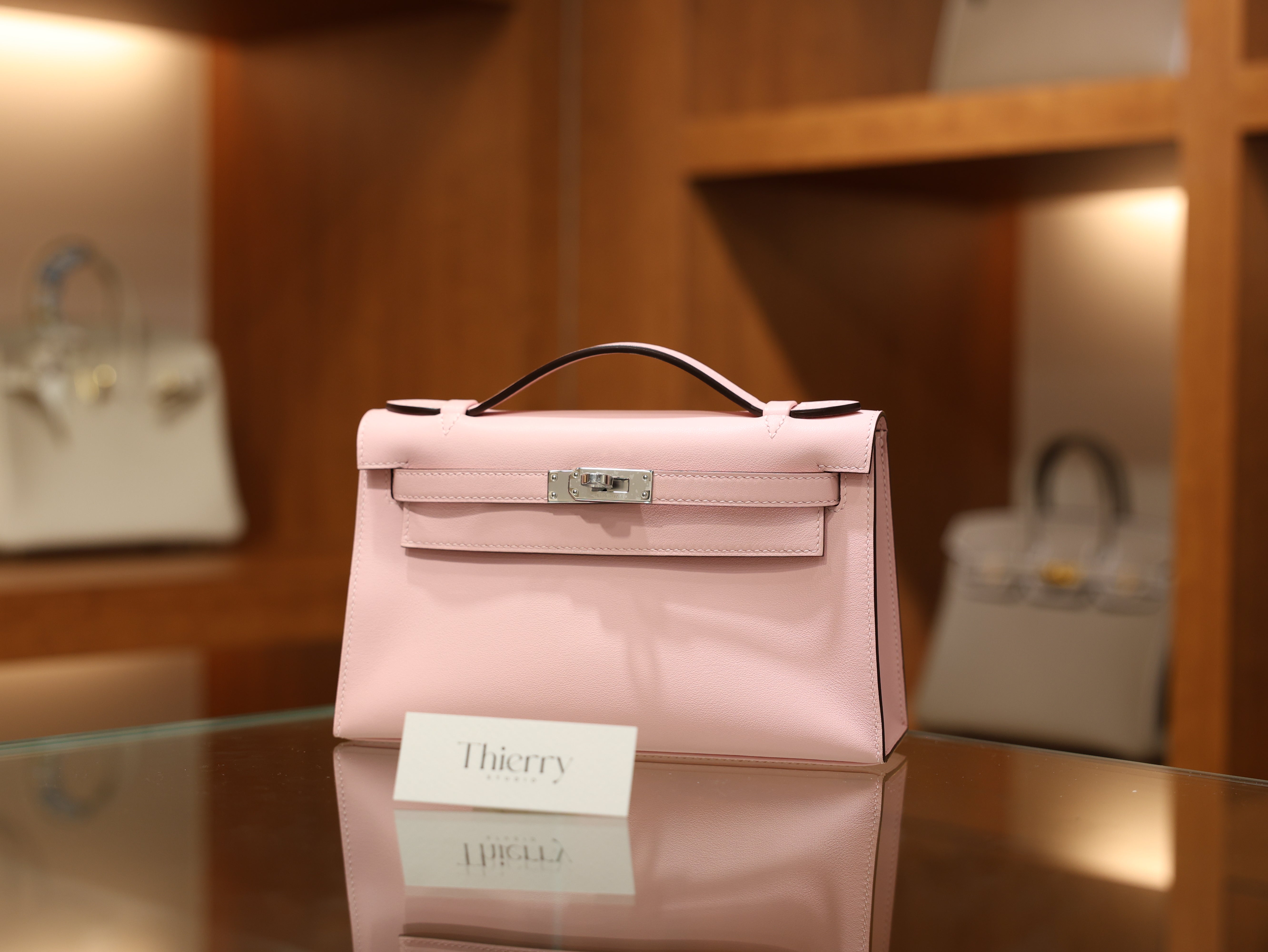 Kelly pochette swift rose sakura PHW
