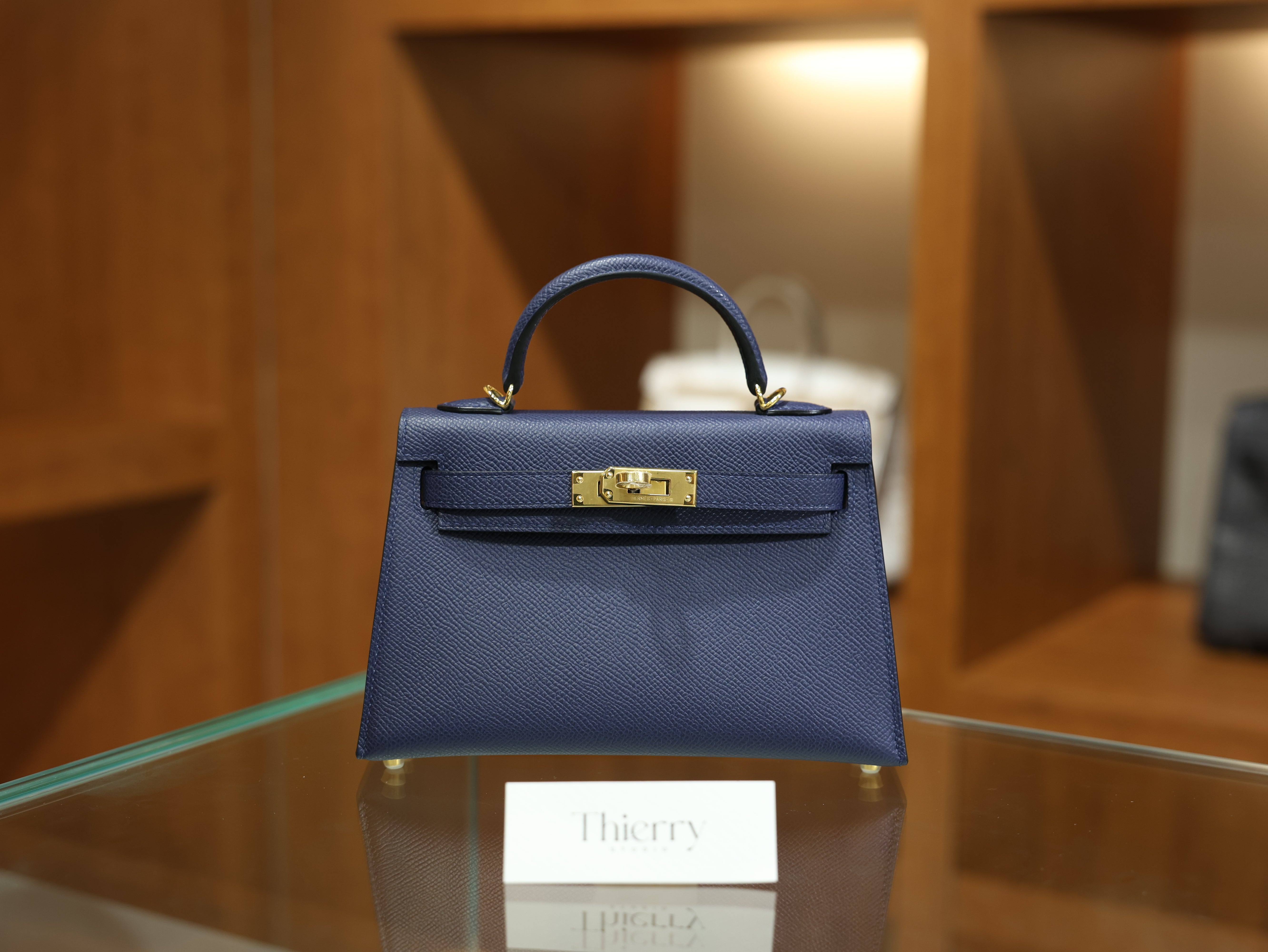 Kelly mini 2 epsom bleu saphir GHW