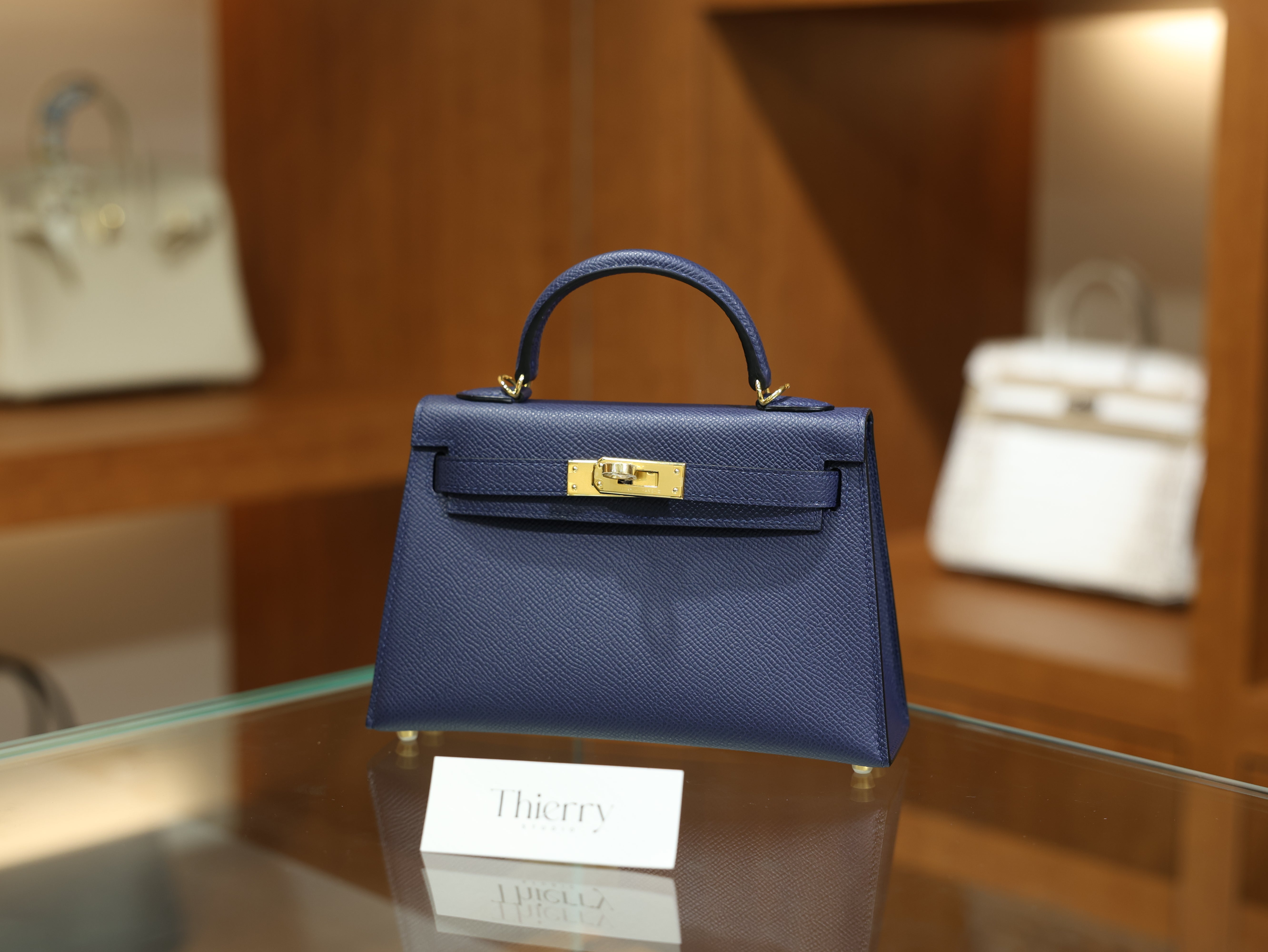 Kelly mini 2 epsom bleu saphir GHW