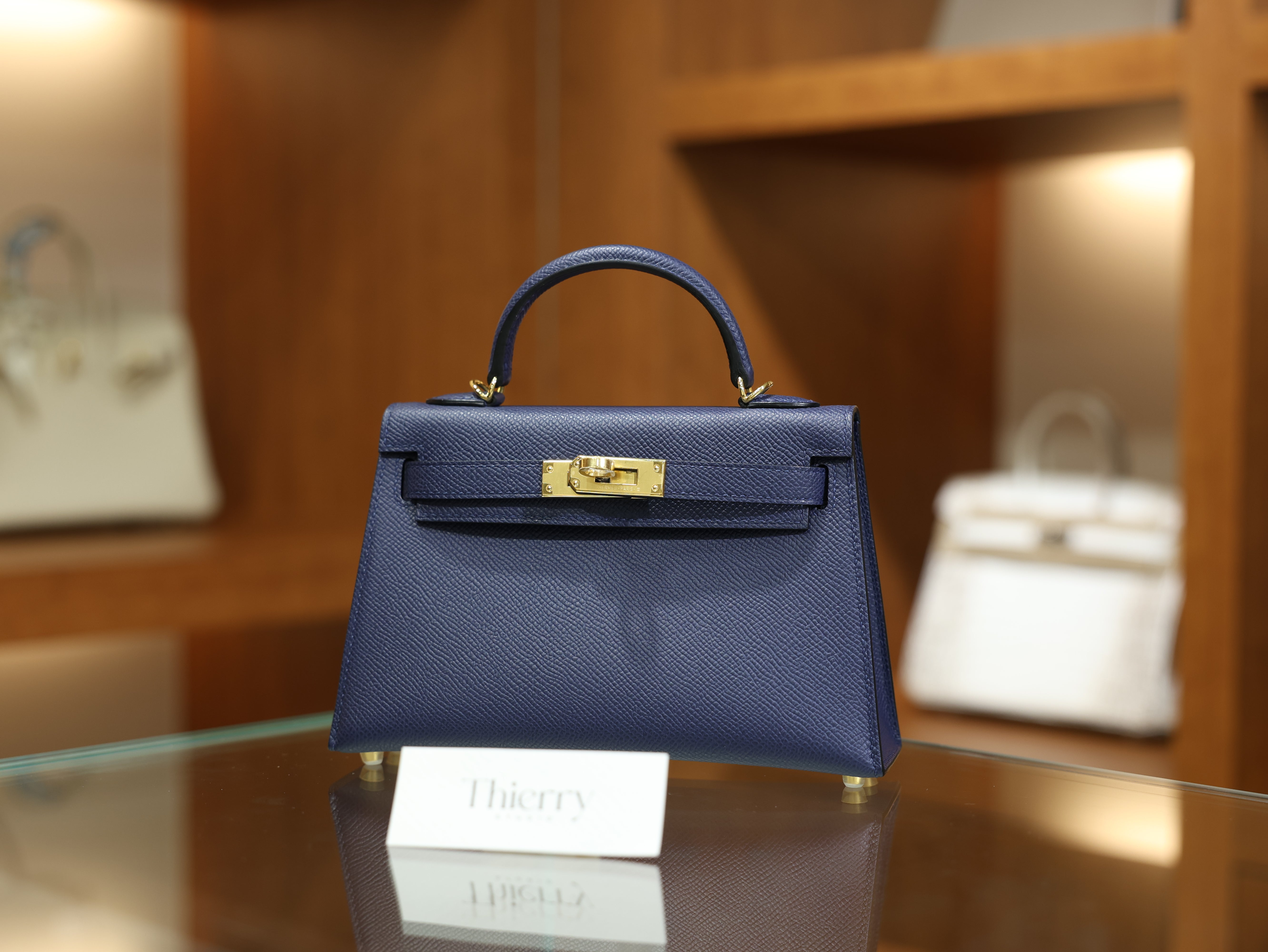 Kelly mini 2 epsom bleu saphir GHW
