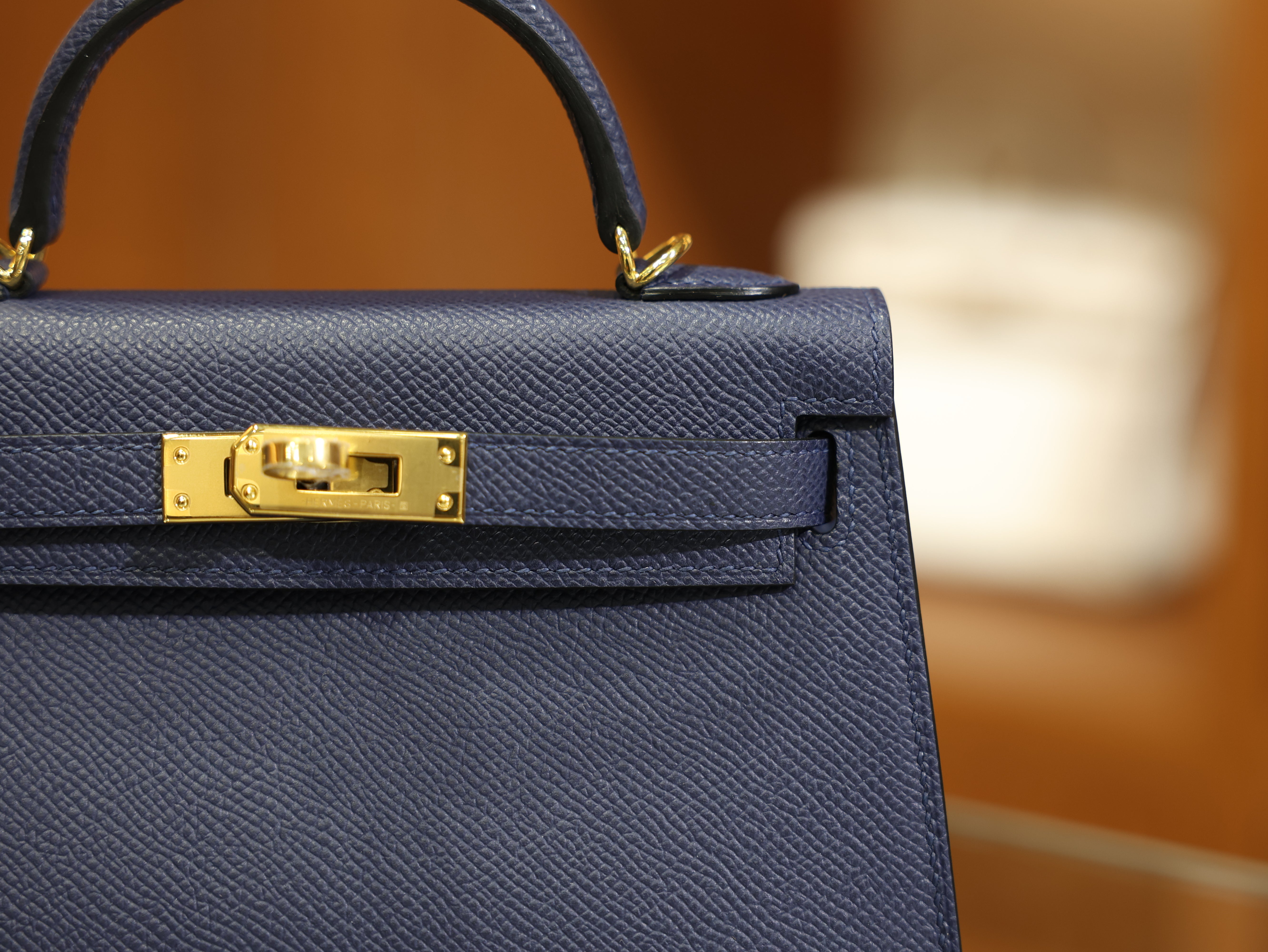 Kelly mini 2 epsom bleu saphir GHW