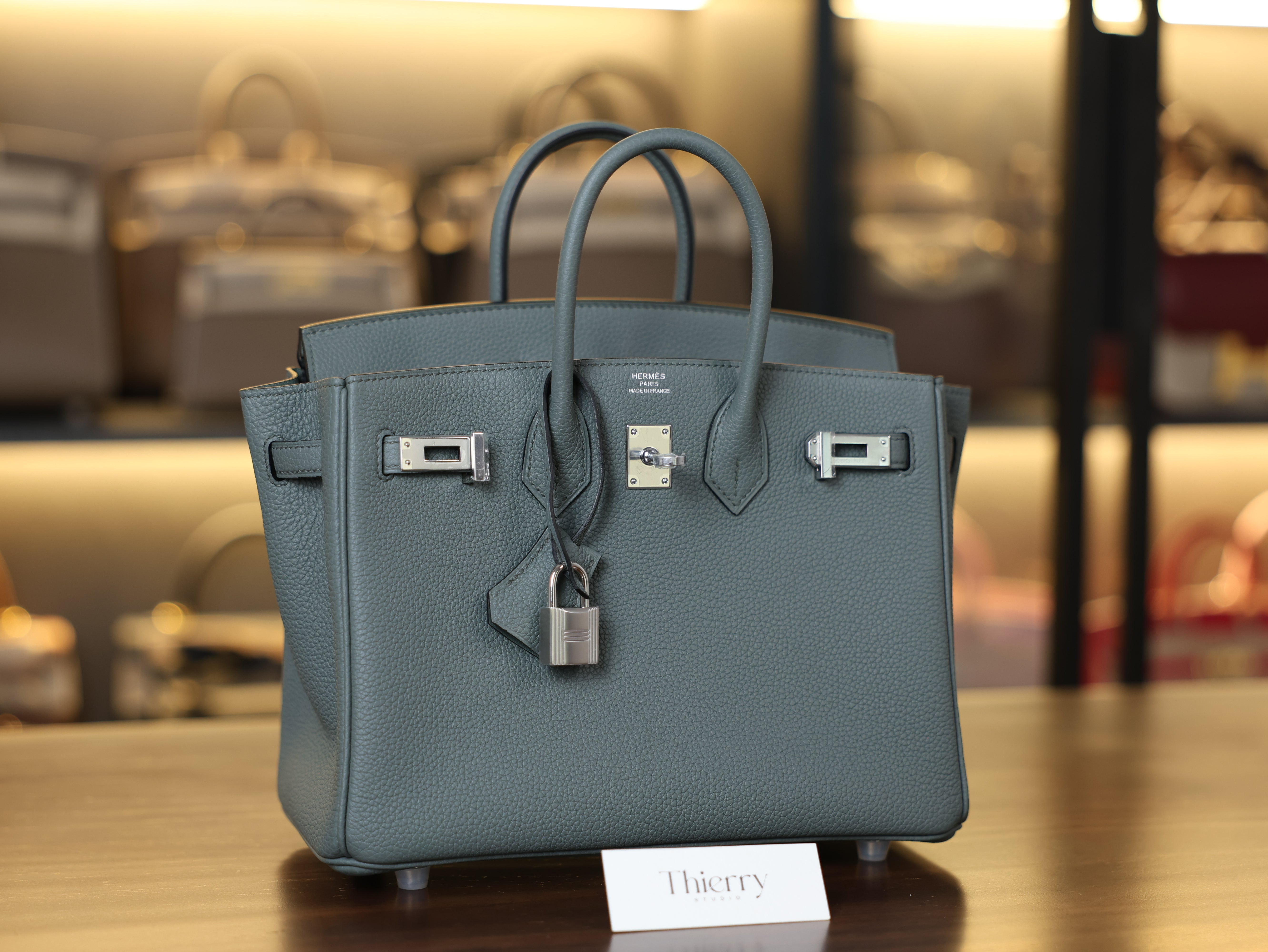Birkin 25 togo vert amande PHW
