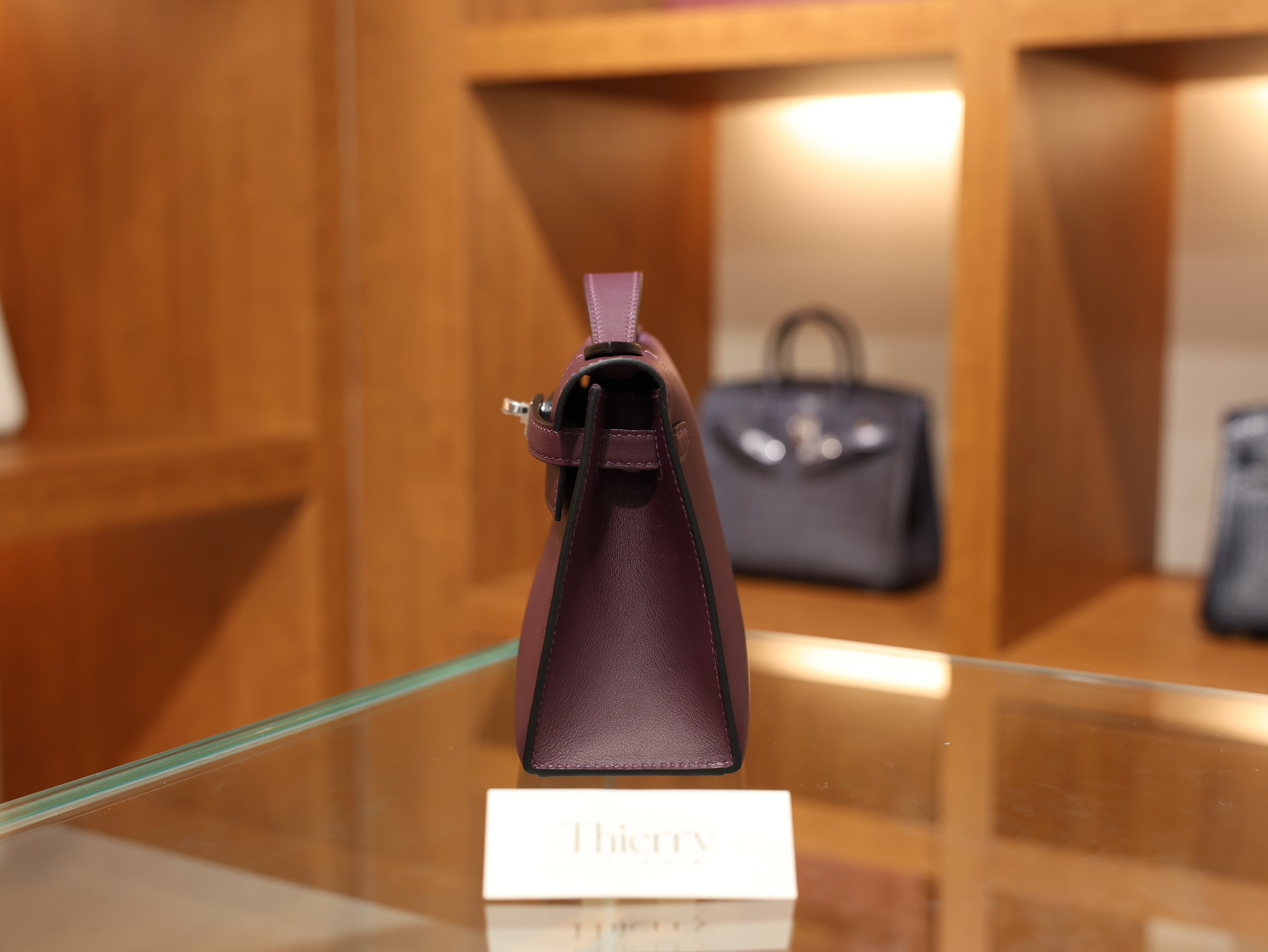 Kelly pochette swift casis PHW