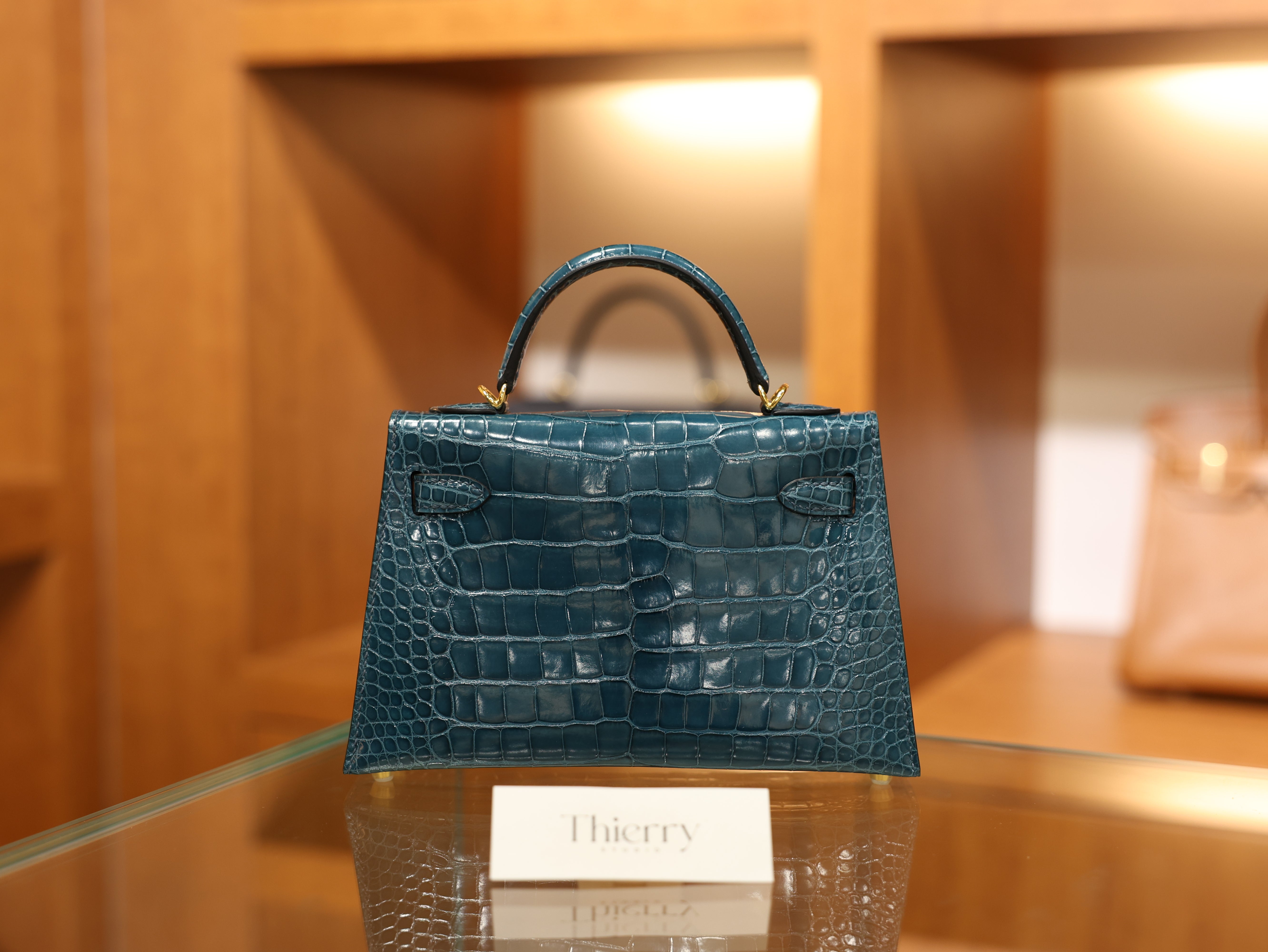 Kelly mini 2 shiny alligator vert bosphore GHW