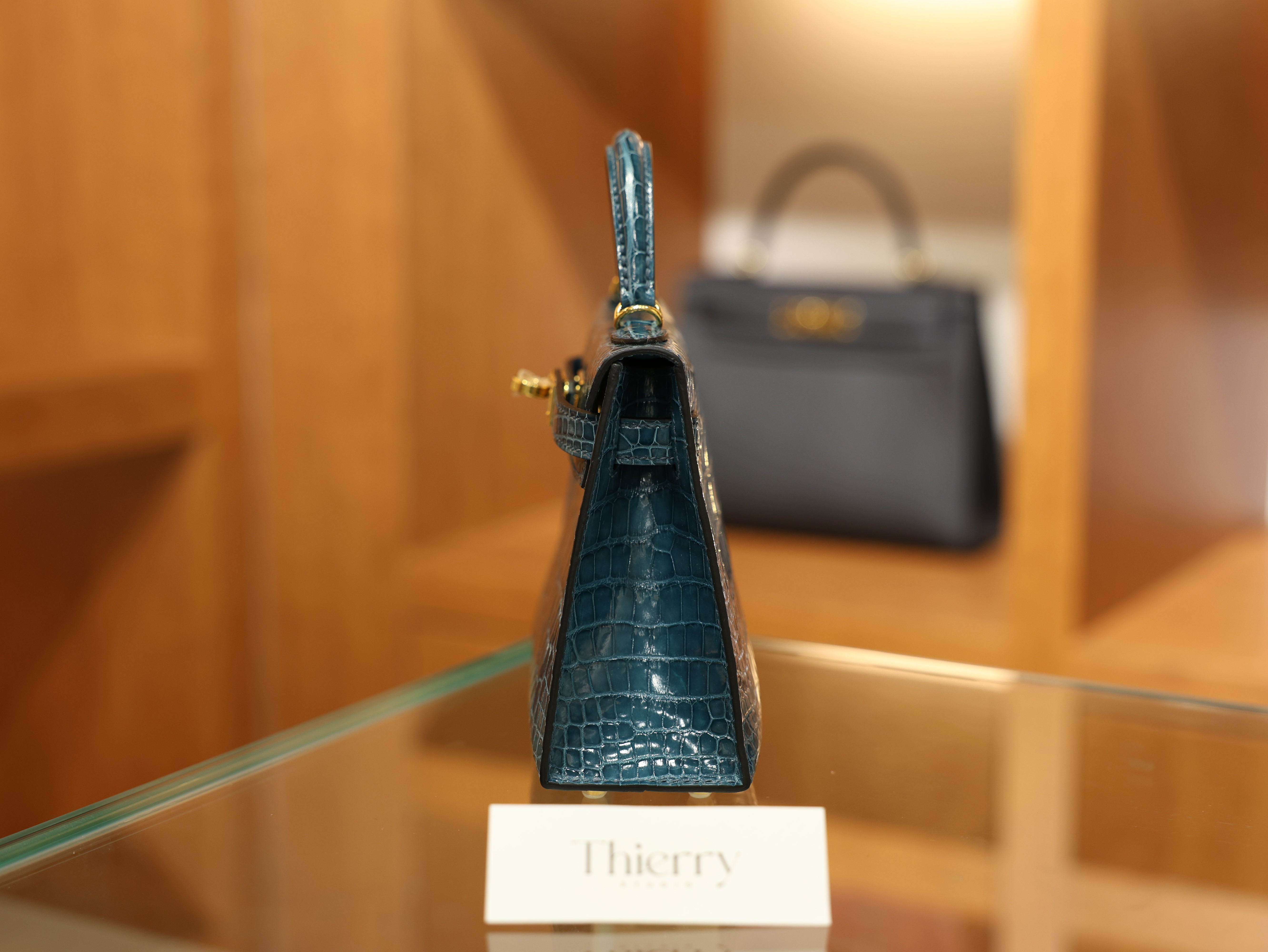 Kelly mini 2 shiny alligator vert bosphore GHW