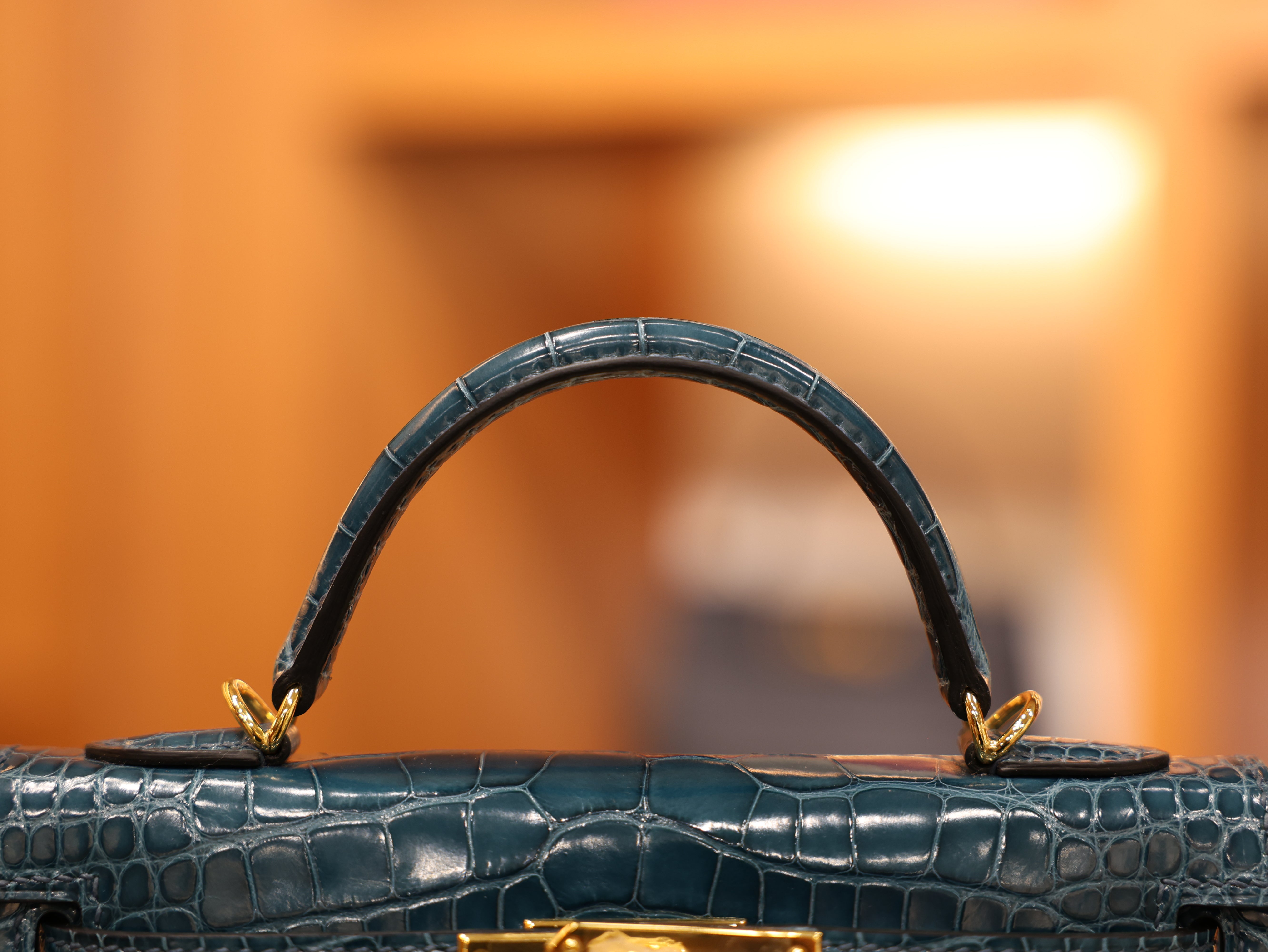 Kelly mini 2 shiny alligator vert bosphore GHW