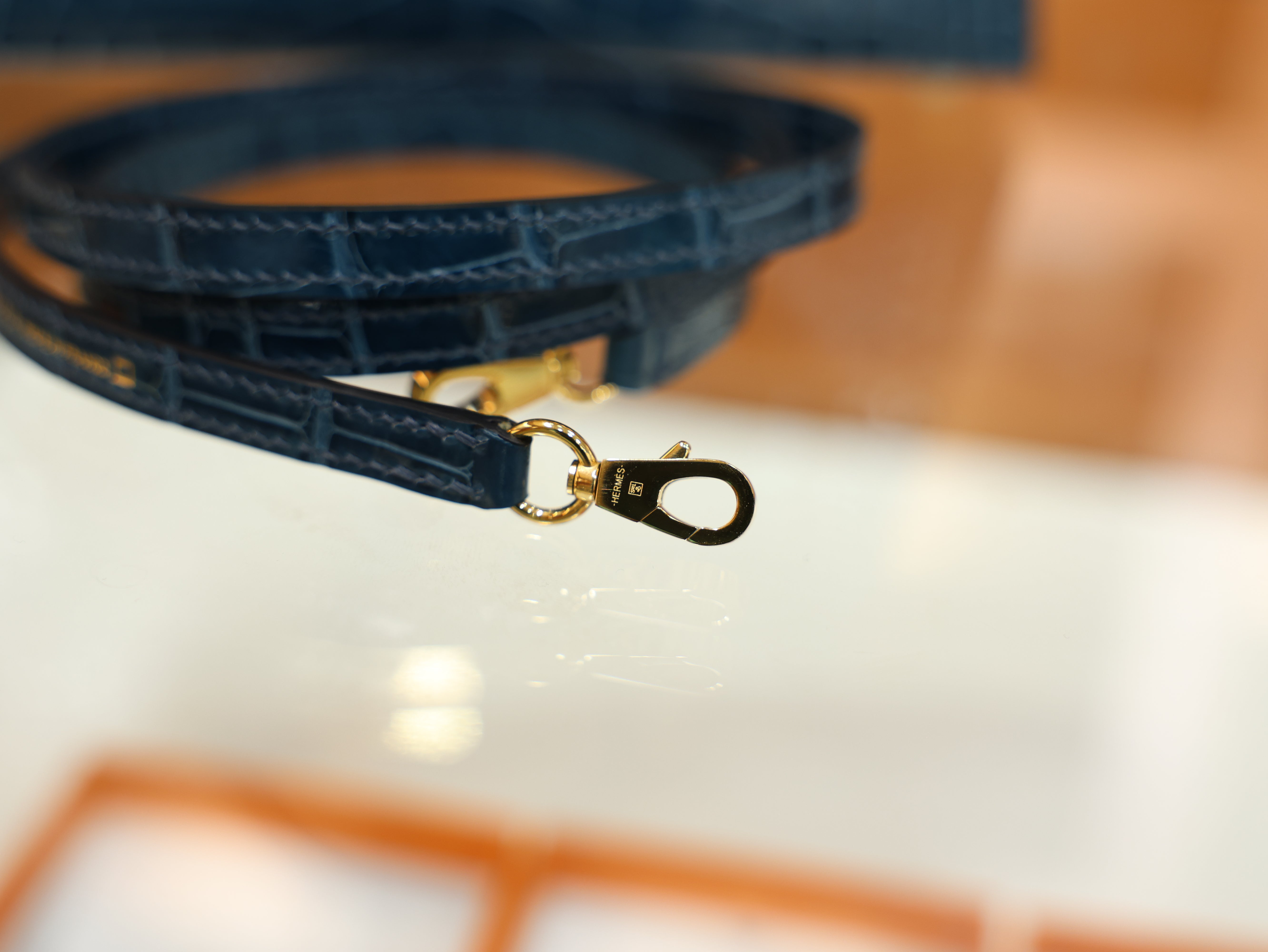 Kelly mini 2 shiny alligator vert bosphore GHW