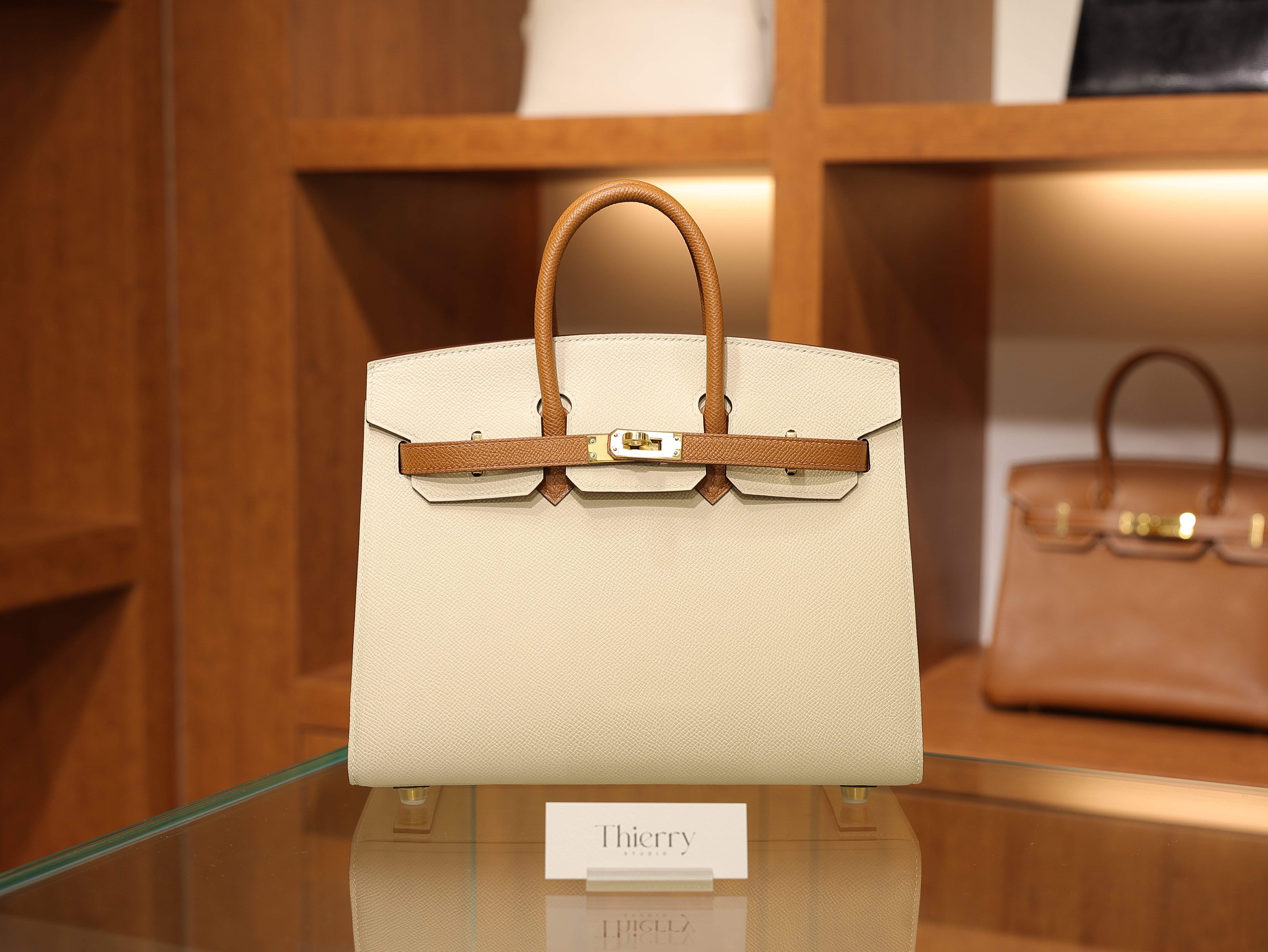 Birkin 25 epsom sellier craie & gold GHW (HSS)