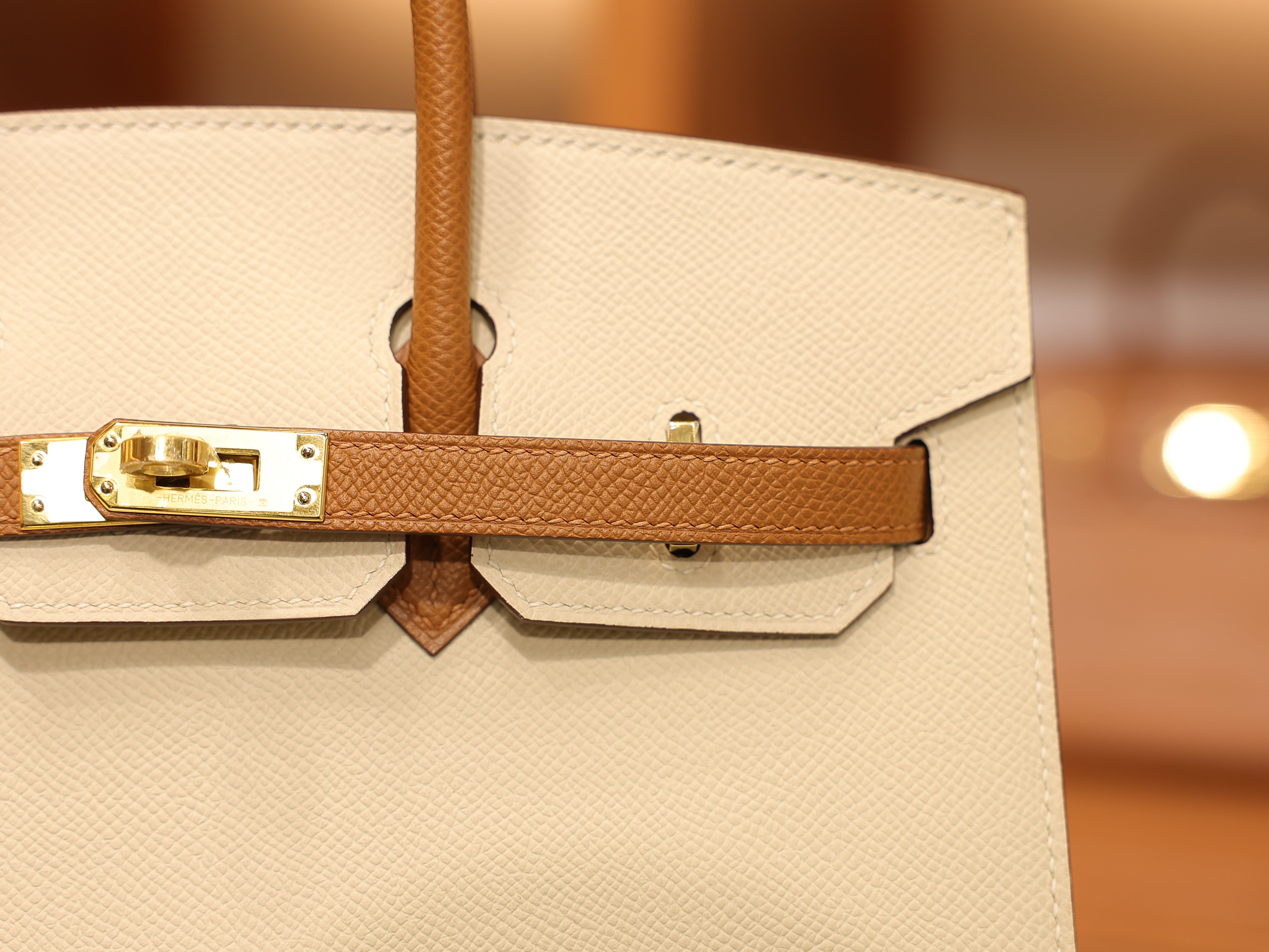 Birkin 25 epsom sellier craie & gold GHW (HSS)