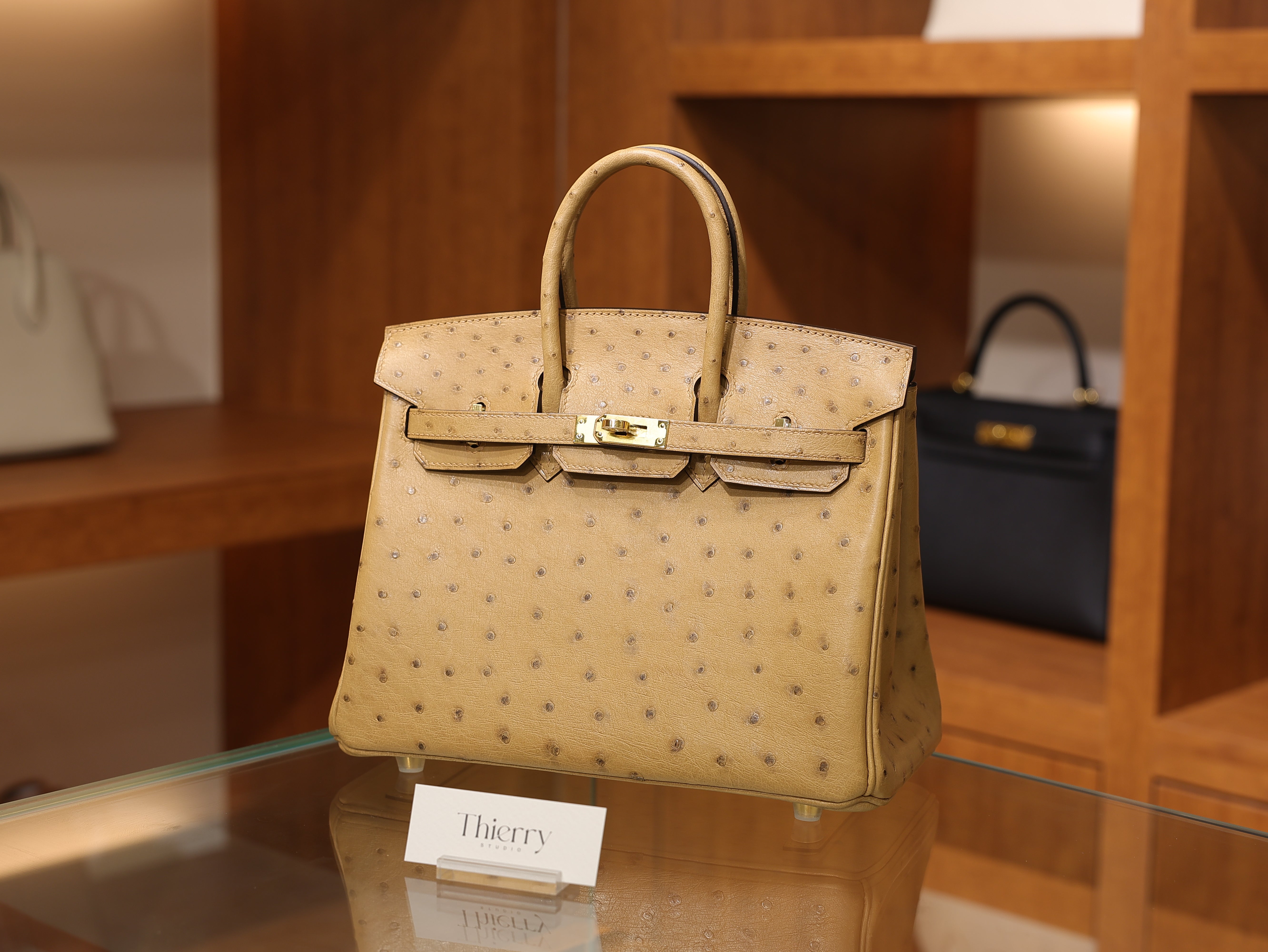 Birkin 25 ostrich chai GHW
