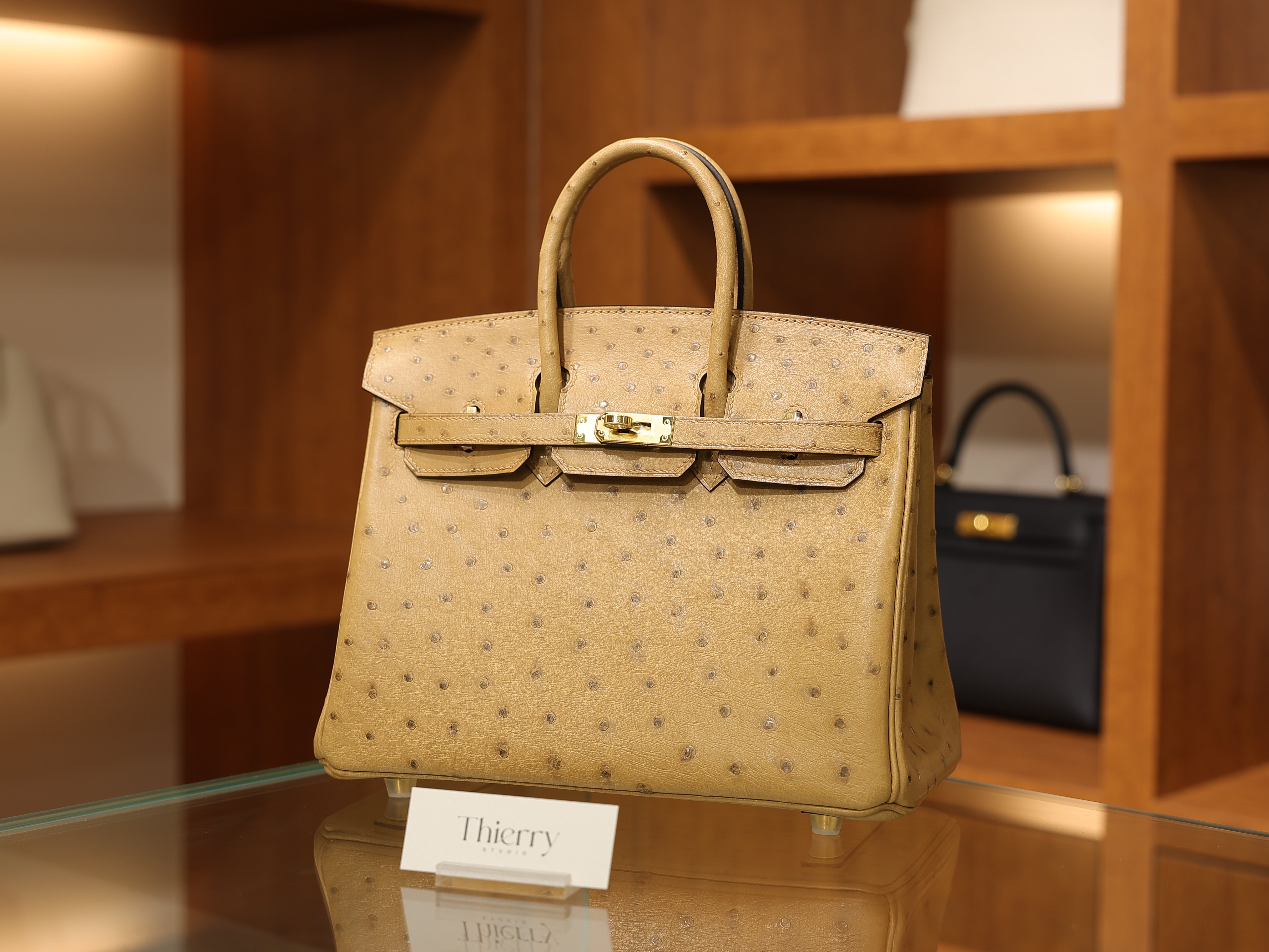 Birkin 25 ostrich chai GHW
