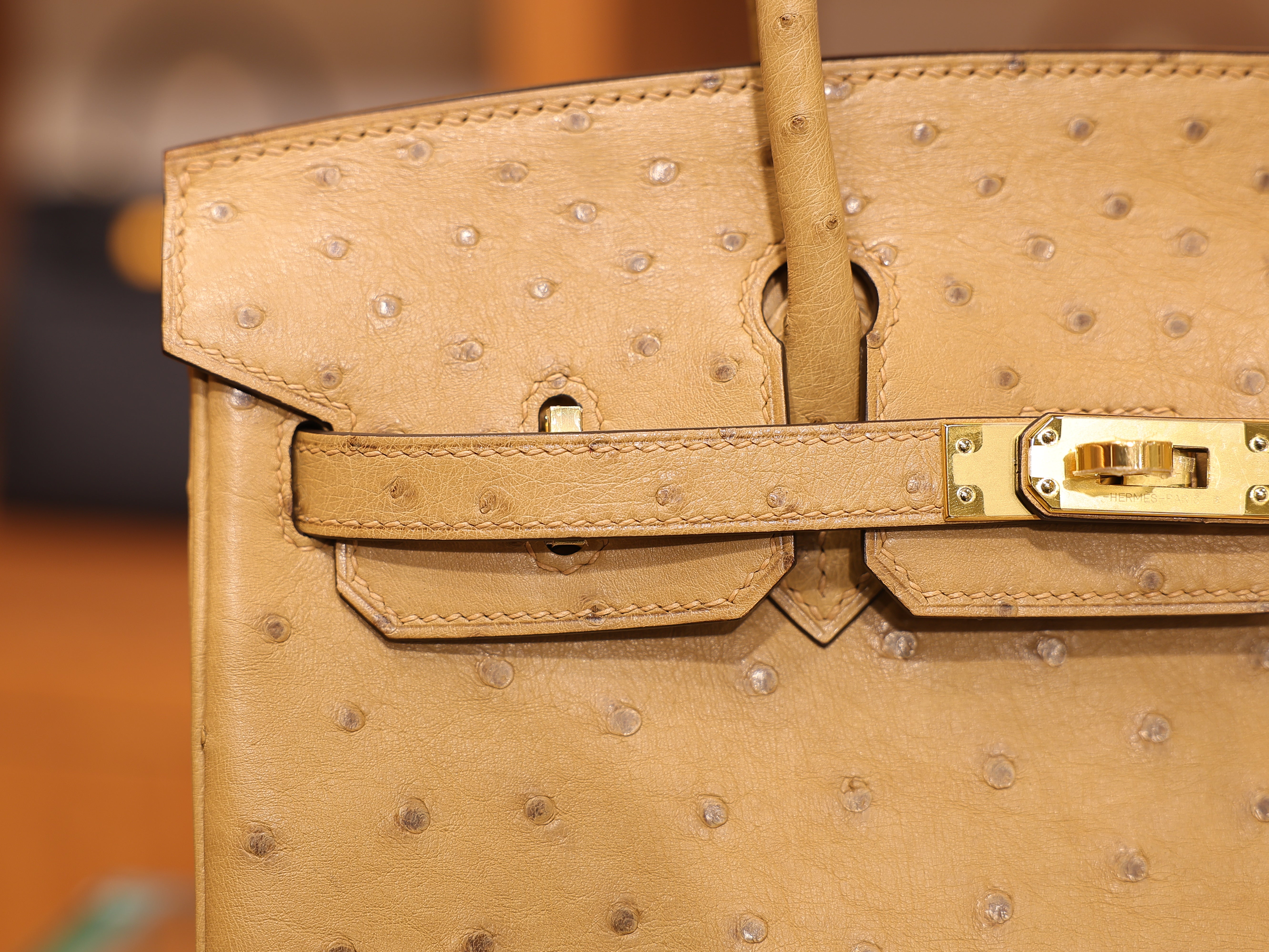 Birkin 25 ostrich chai GHW