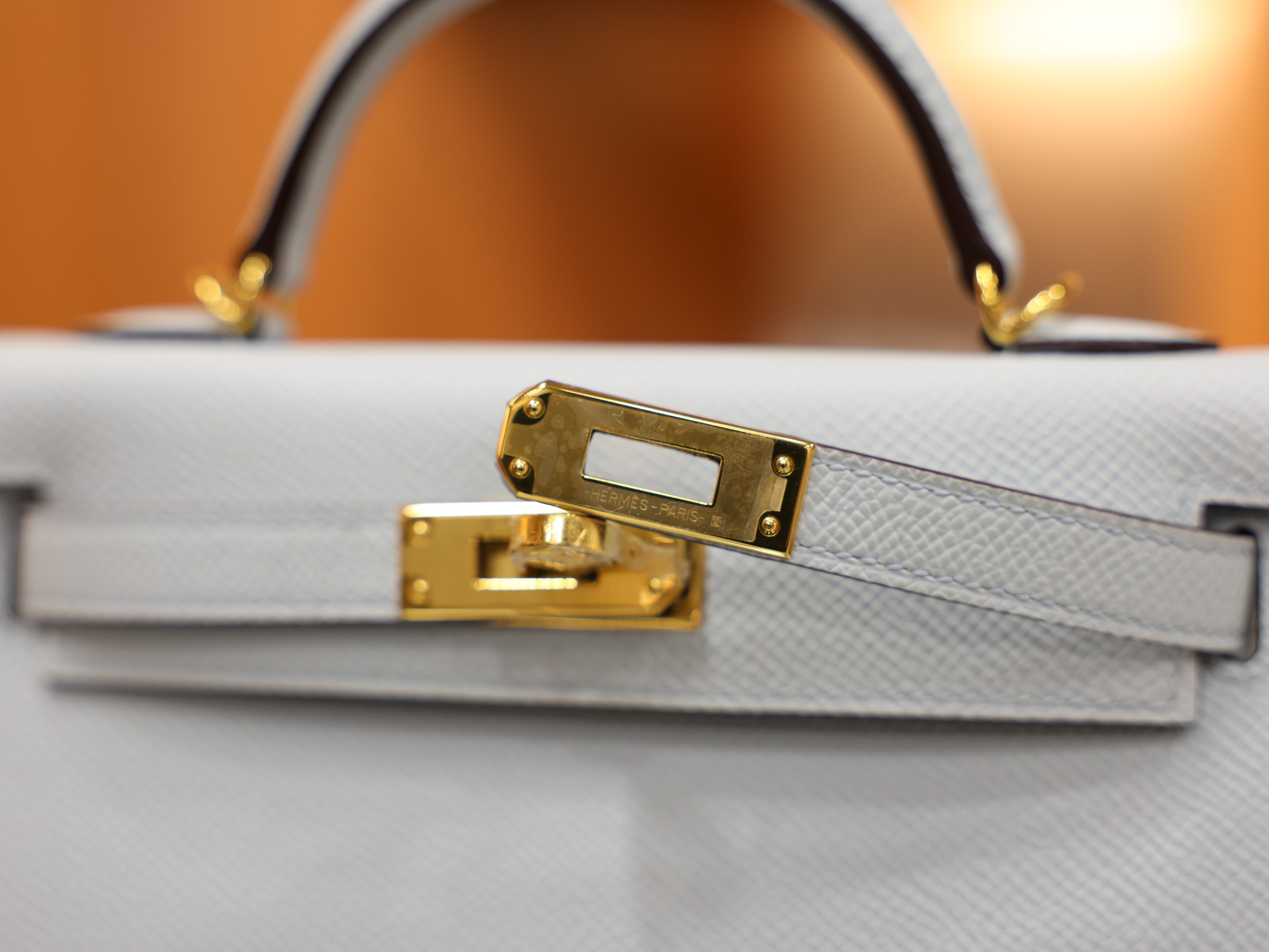 Kelly mini 2 epsom Bleu Brume GHW