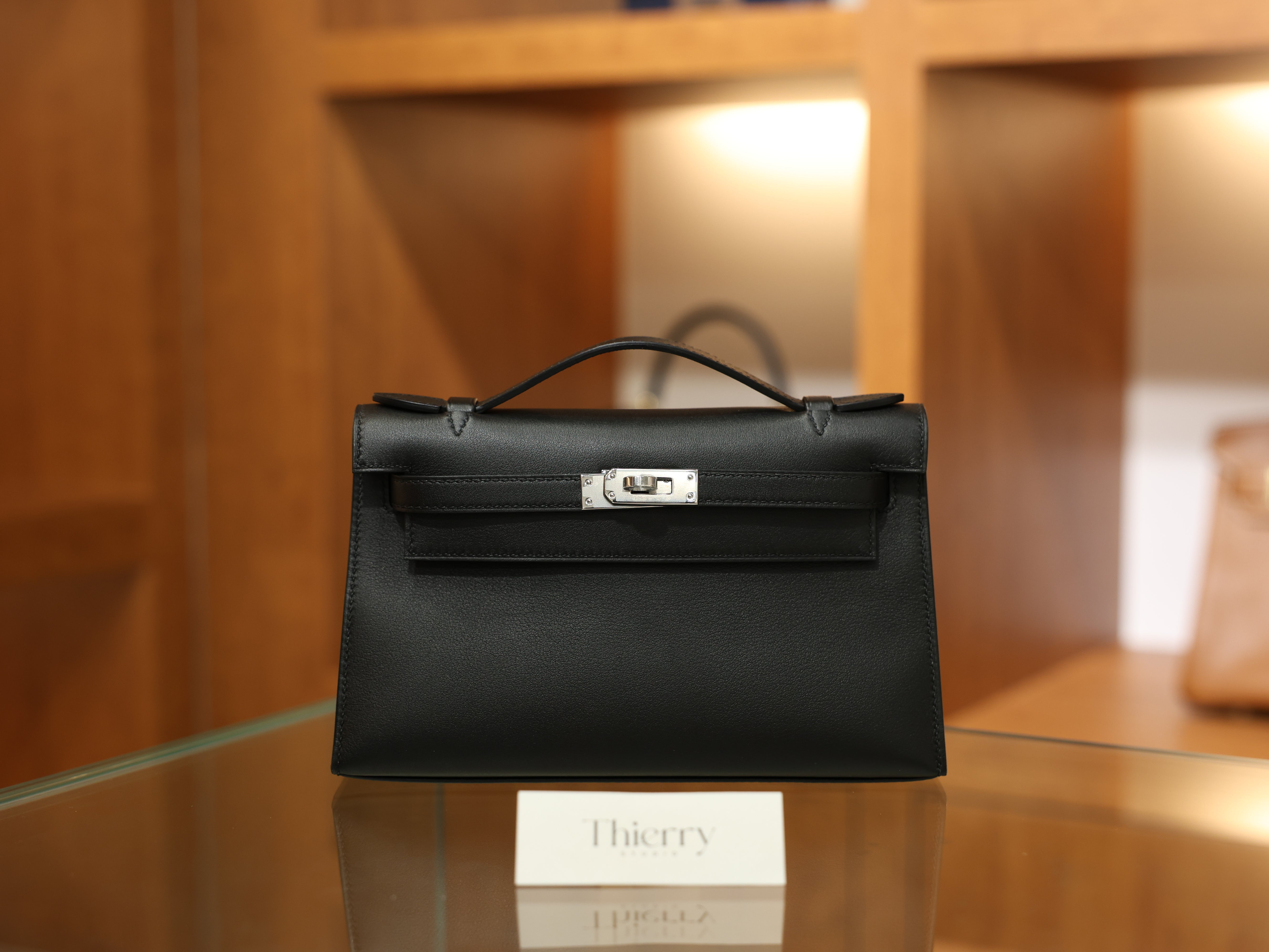 Kelly pochette swift black PHW