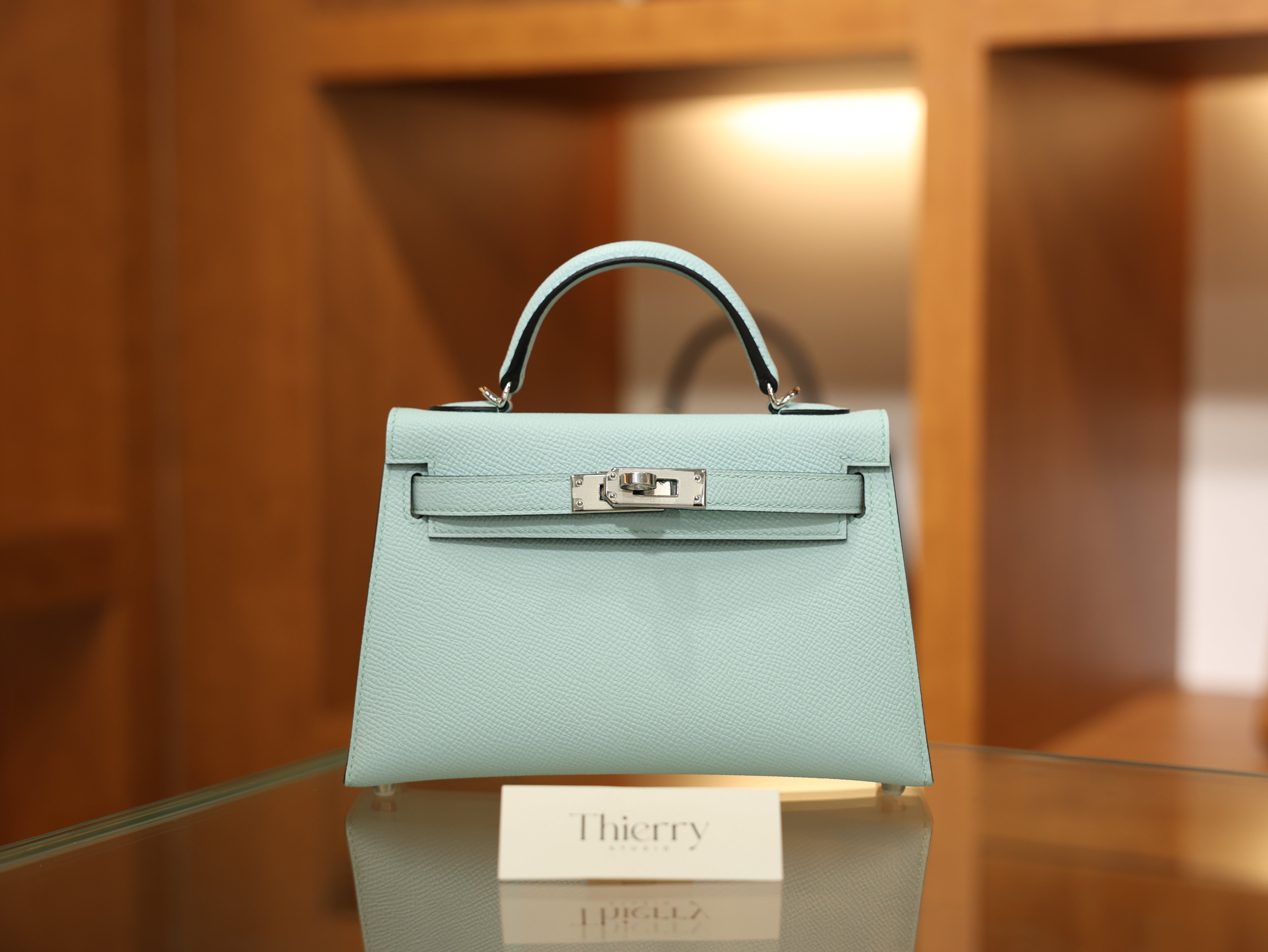 Kelly mini 2 epsom blue brume PHW