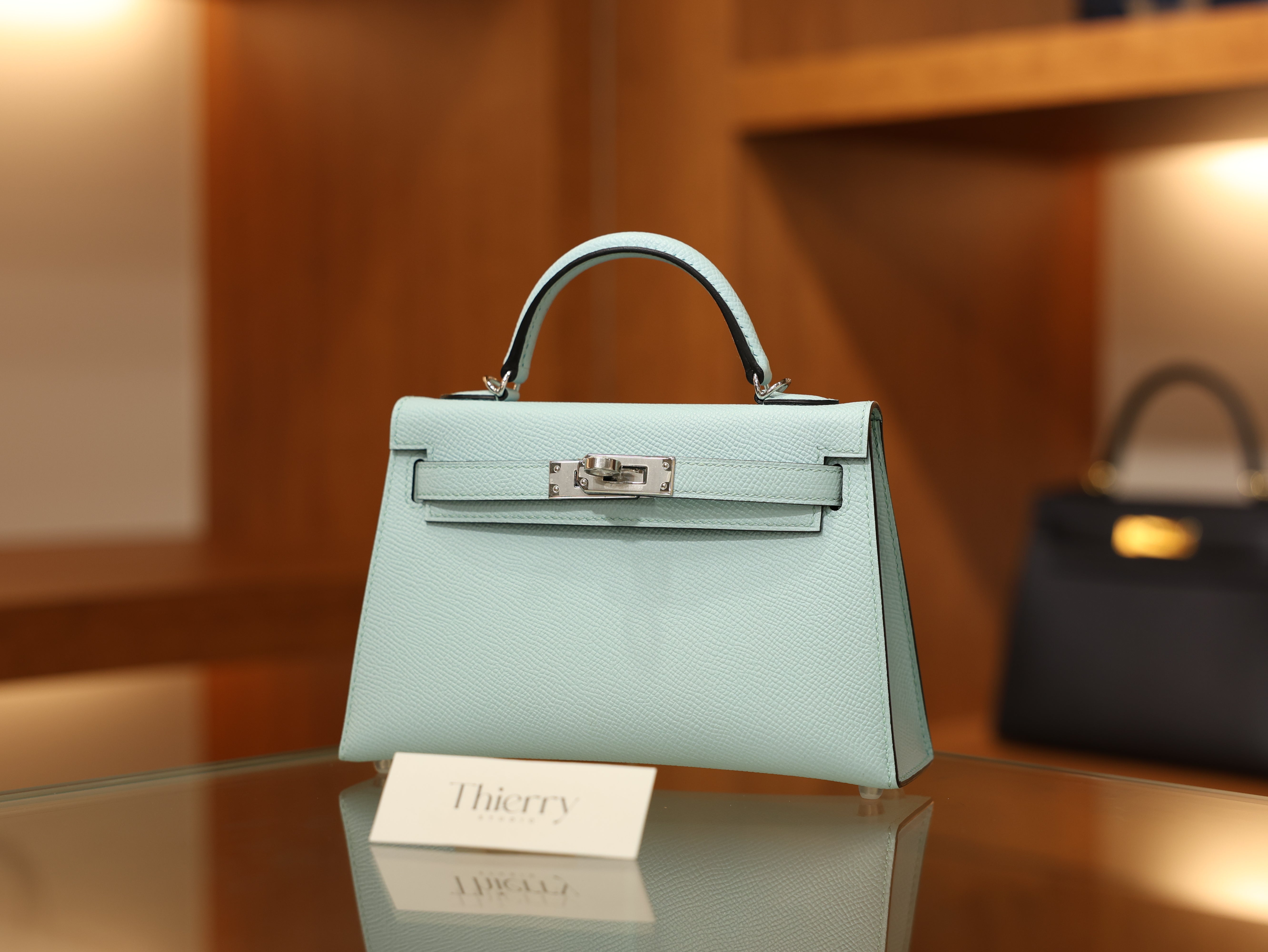 Kelly mini 2 epsom blue brume PHW