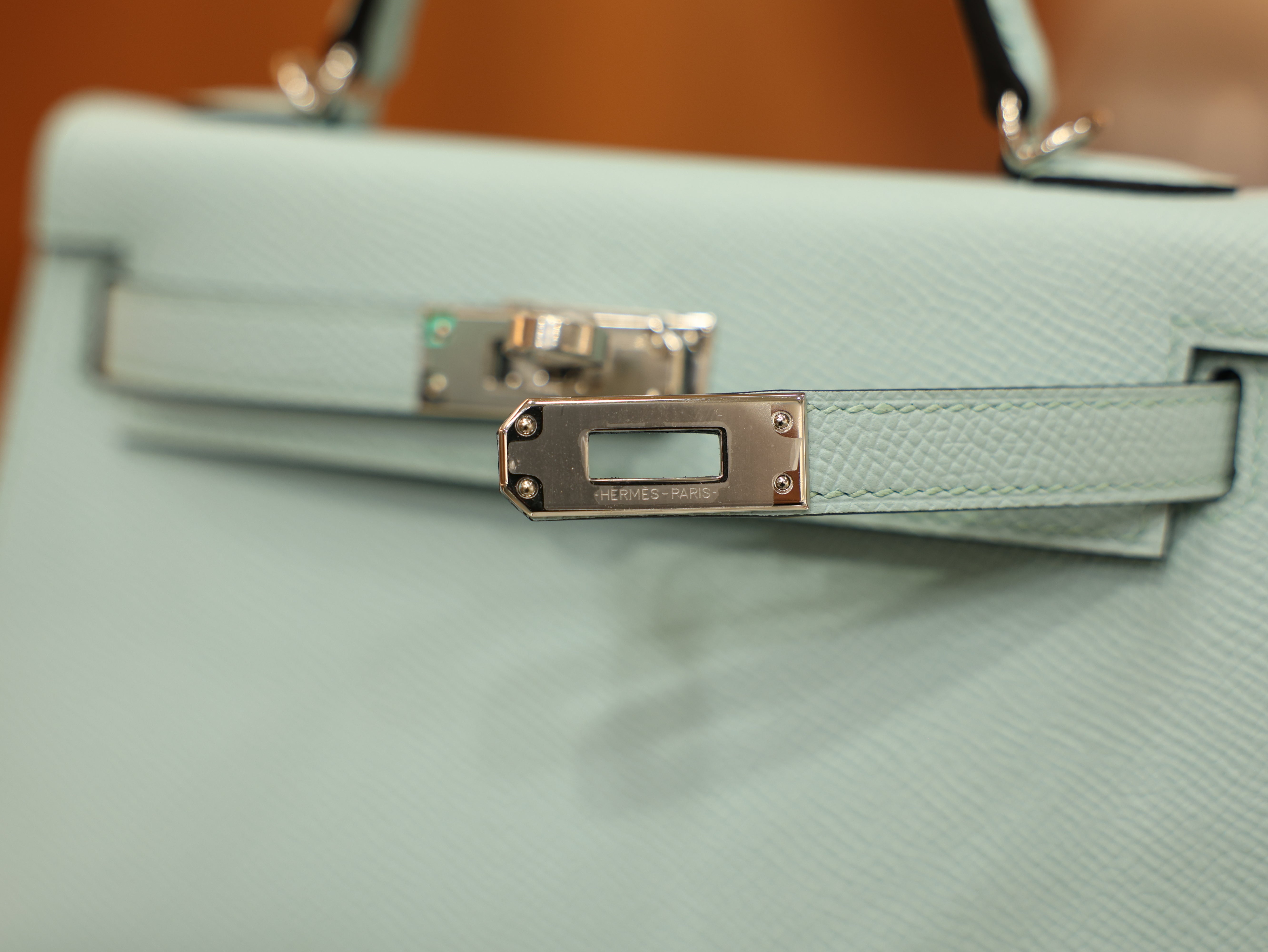 Kelly mini 2 epsom blue brume PHW
