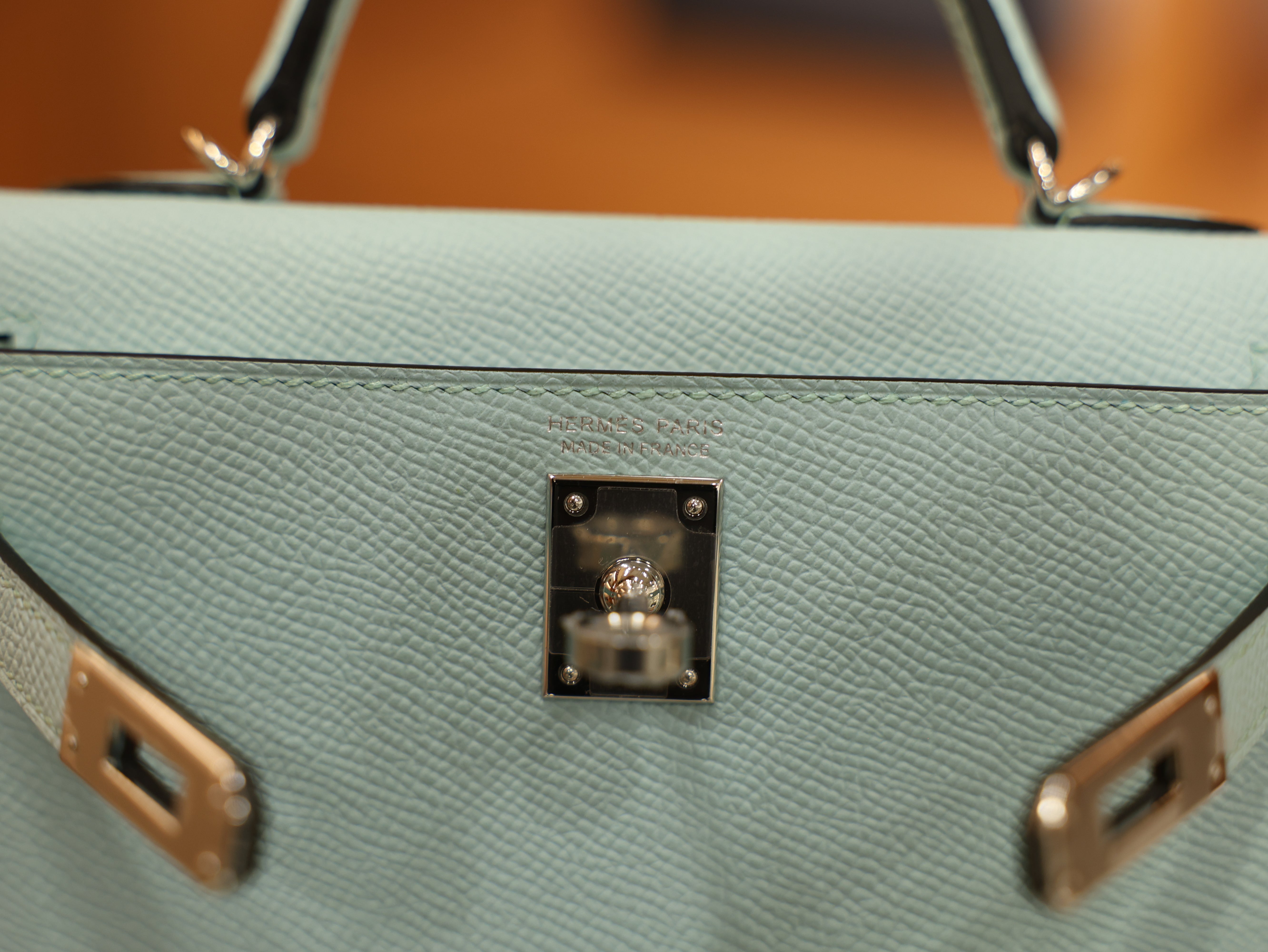 Kelly mini 2 epsom blue brume PHW