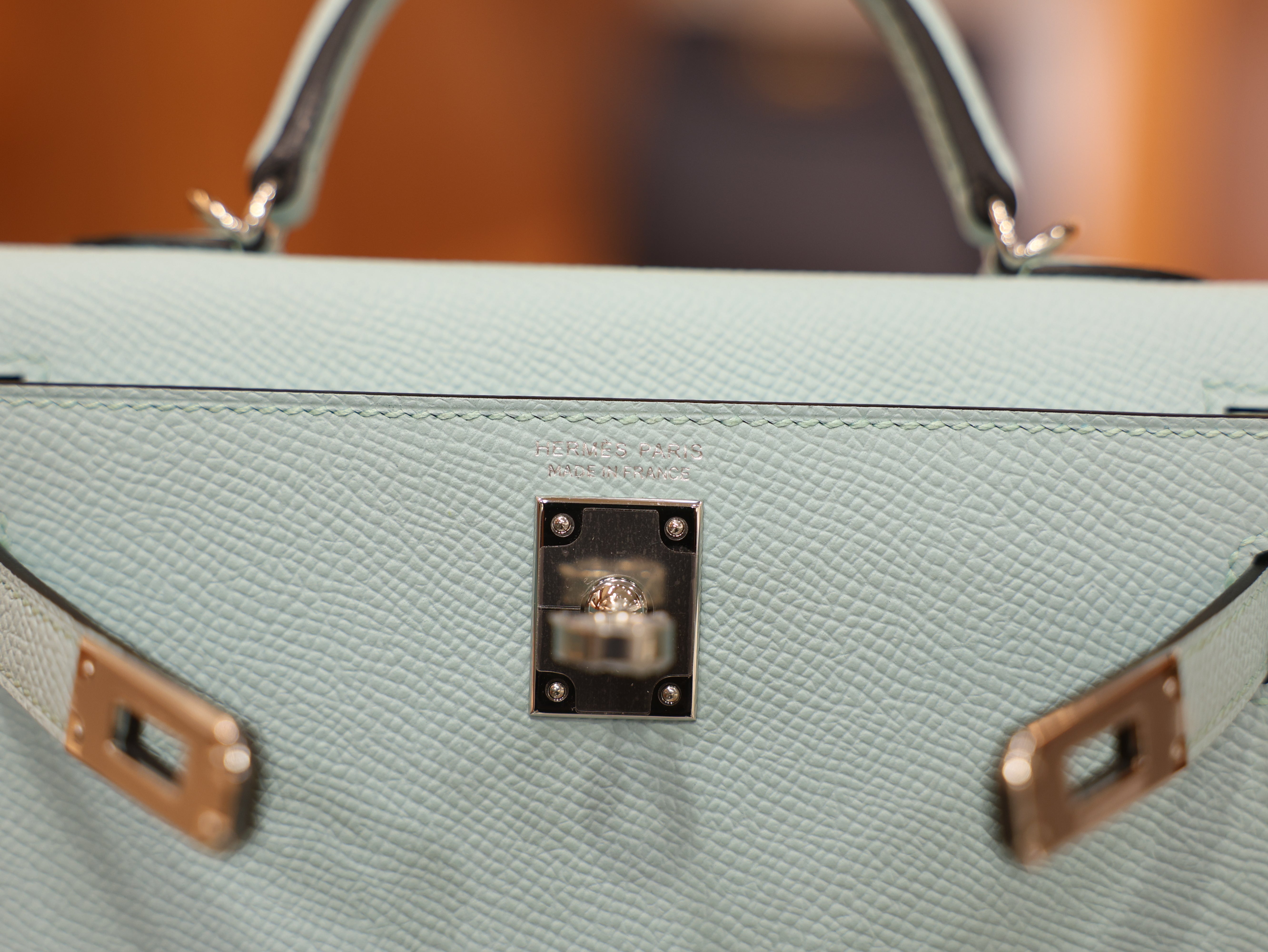 Kelly mini 2 epsom blue brume PHW