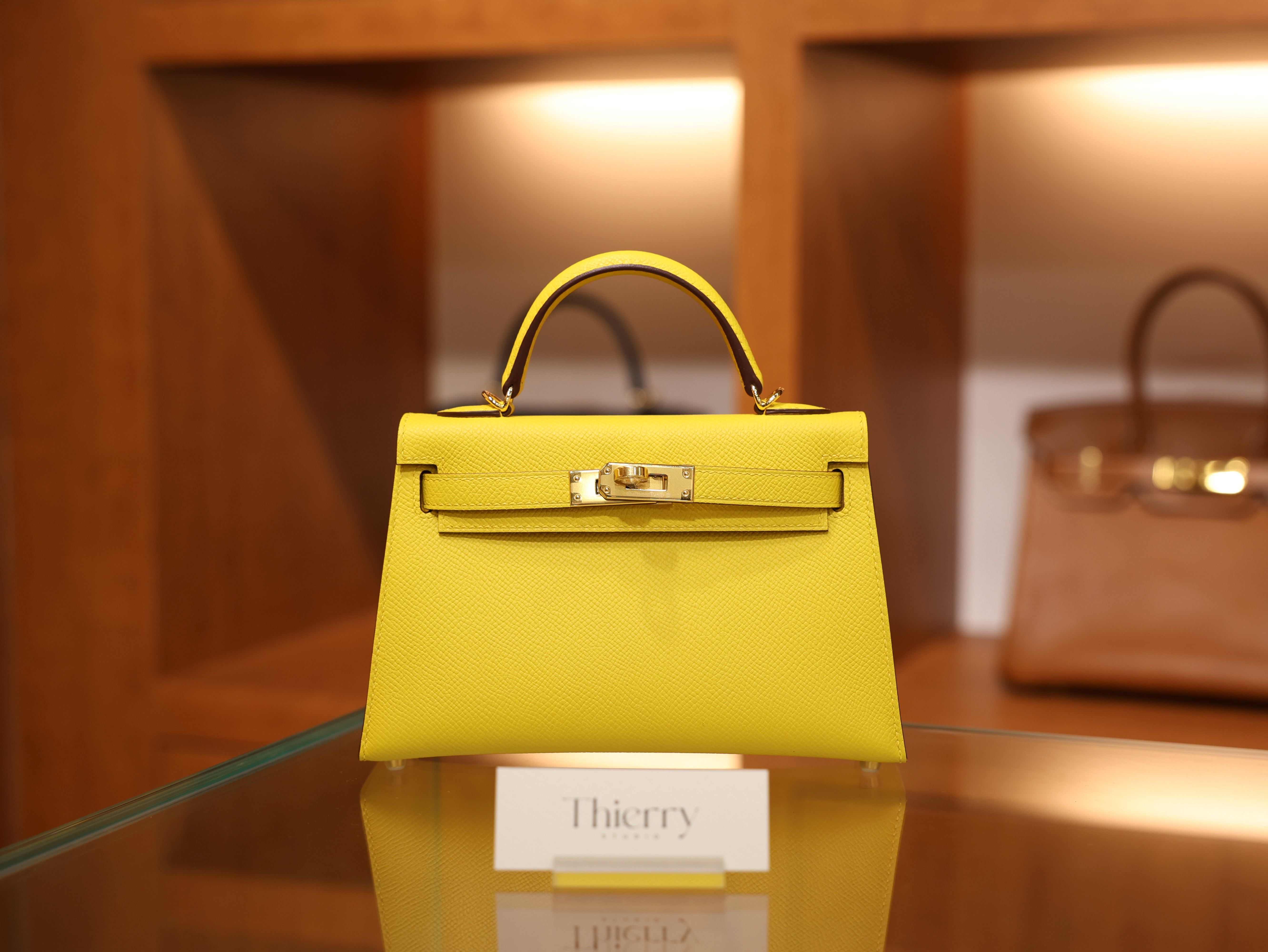 Kelly mini 2 epsom jaune de naples GHW