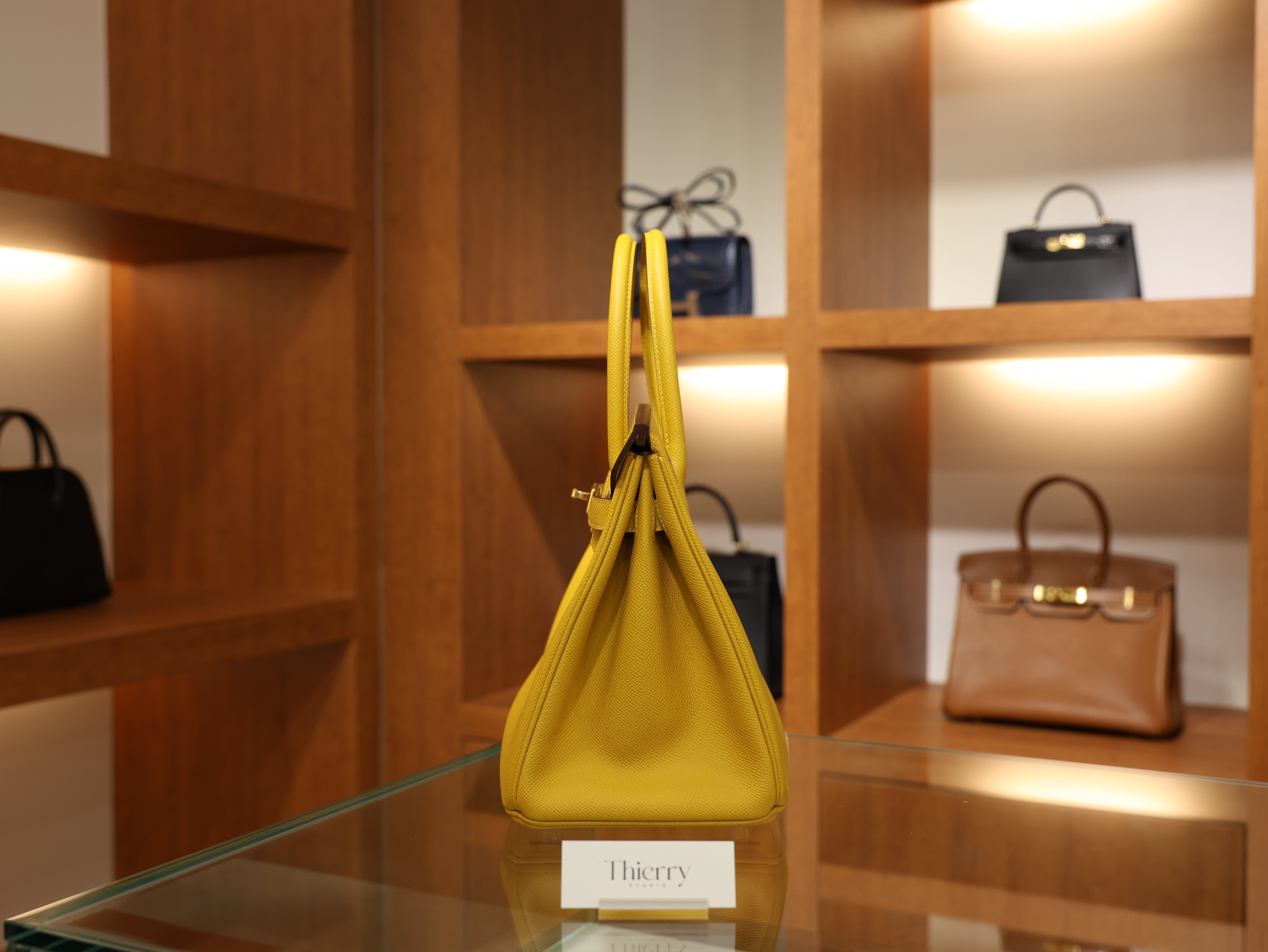 Birkin 30 epsom retourne jaune ambre GHW