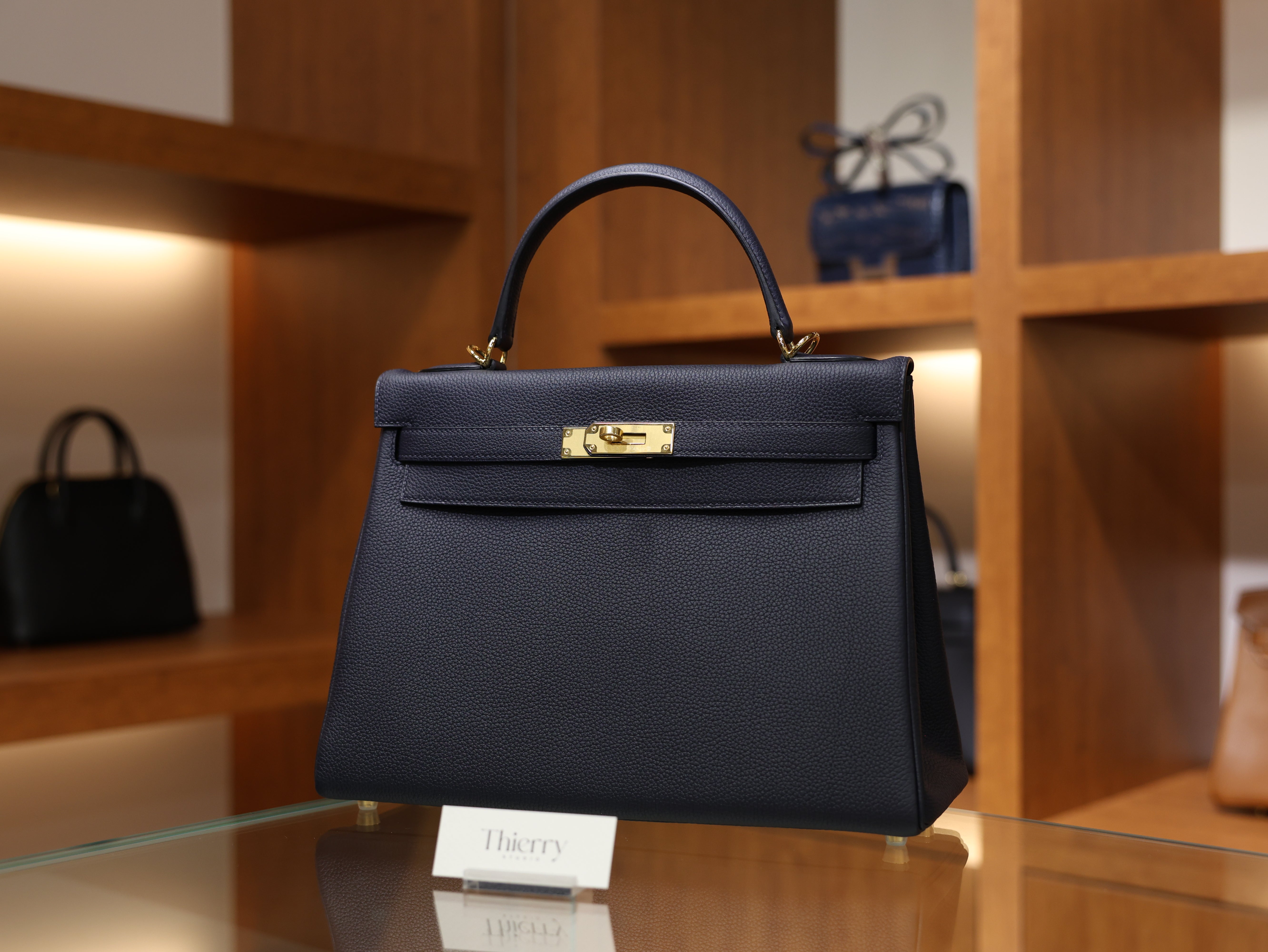 Kelly 32 togo blue nuit GHW