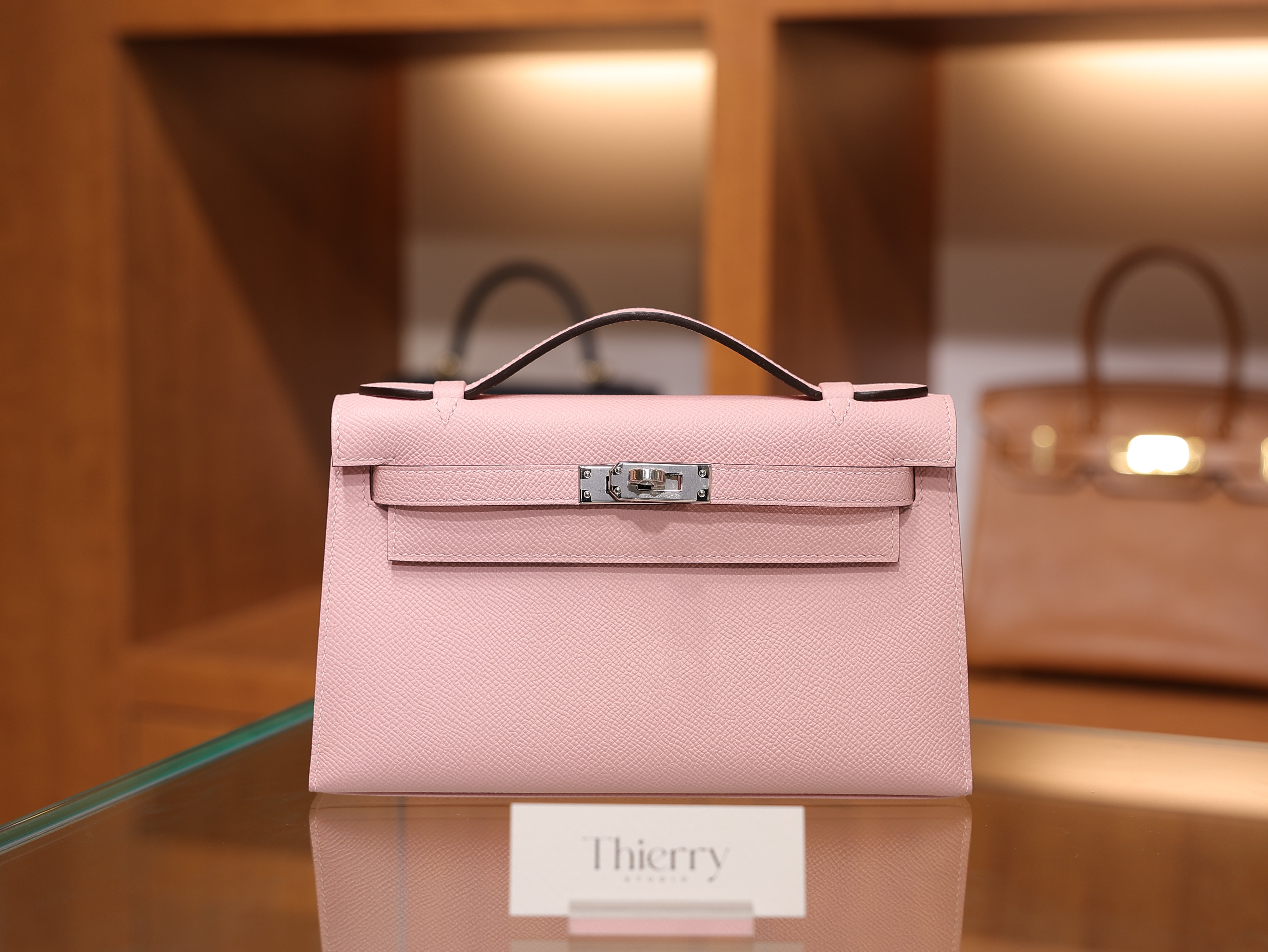 Kelly pochette epsom rose sakura PHW