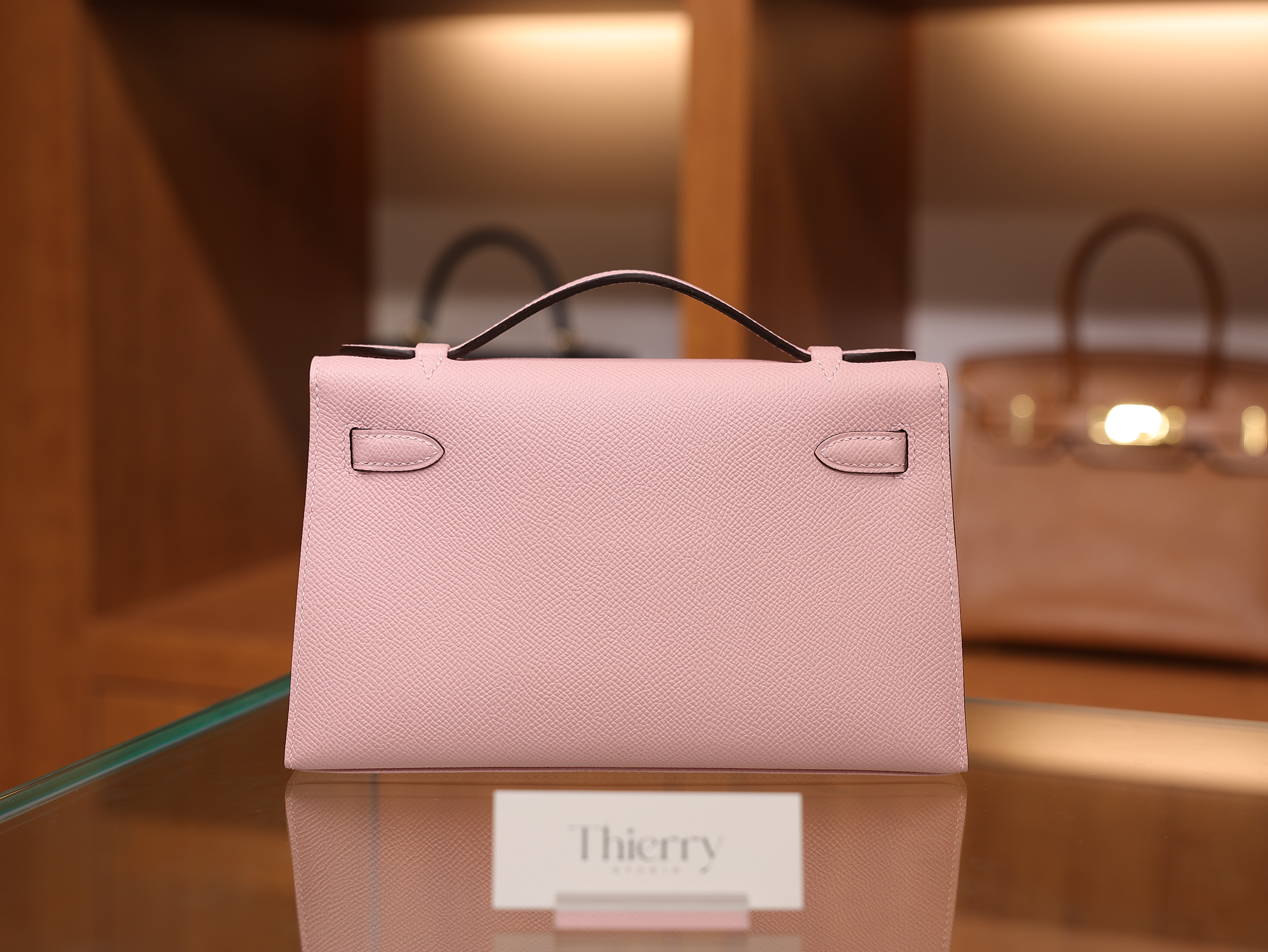 Kelly pochette epsom rose sakura PHW