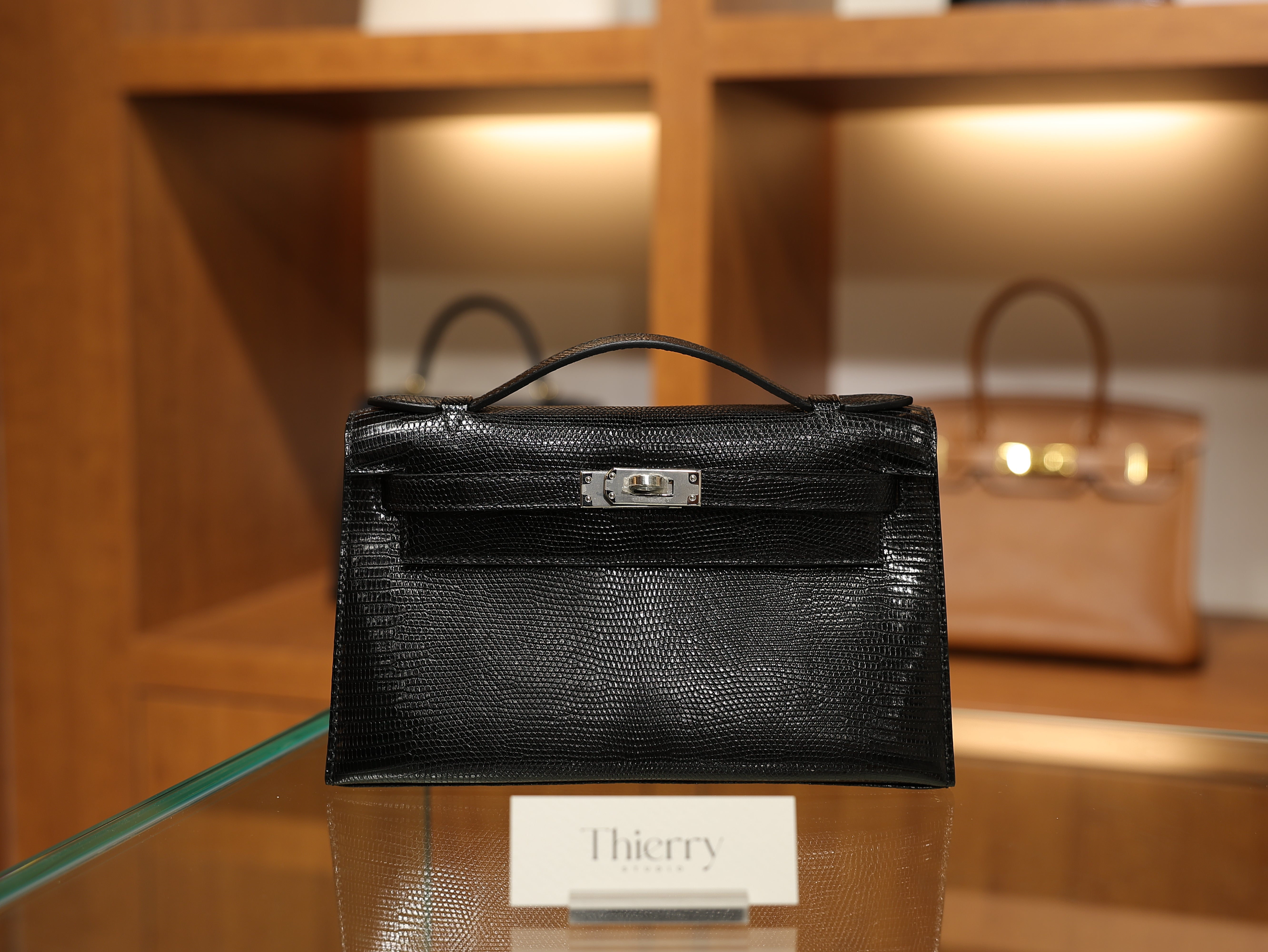 Kelly pochette lizard black PHW