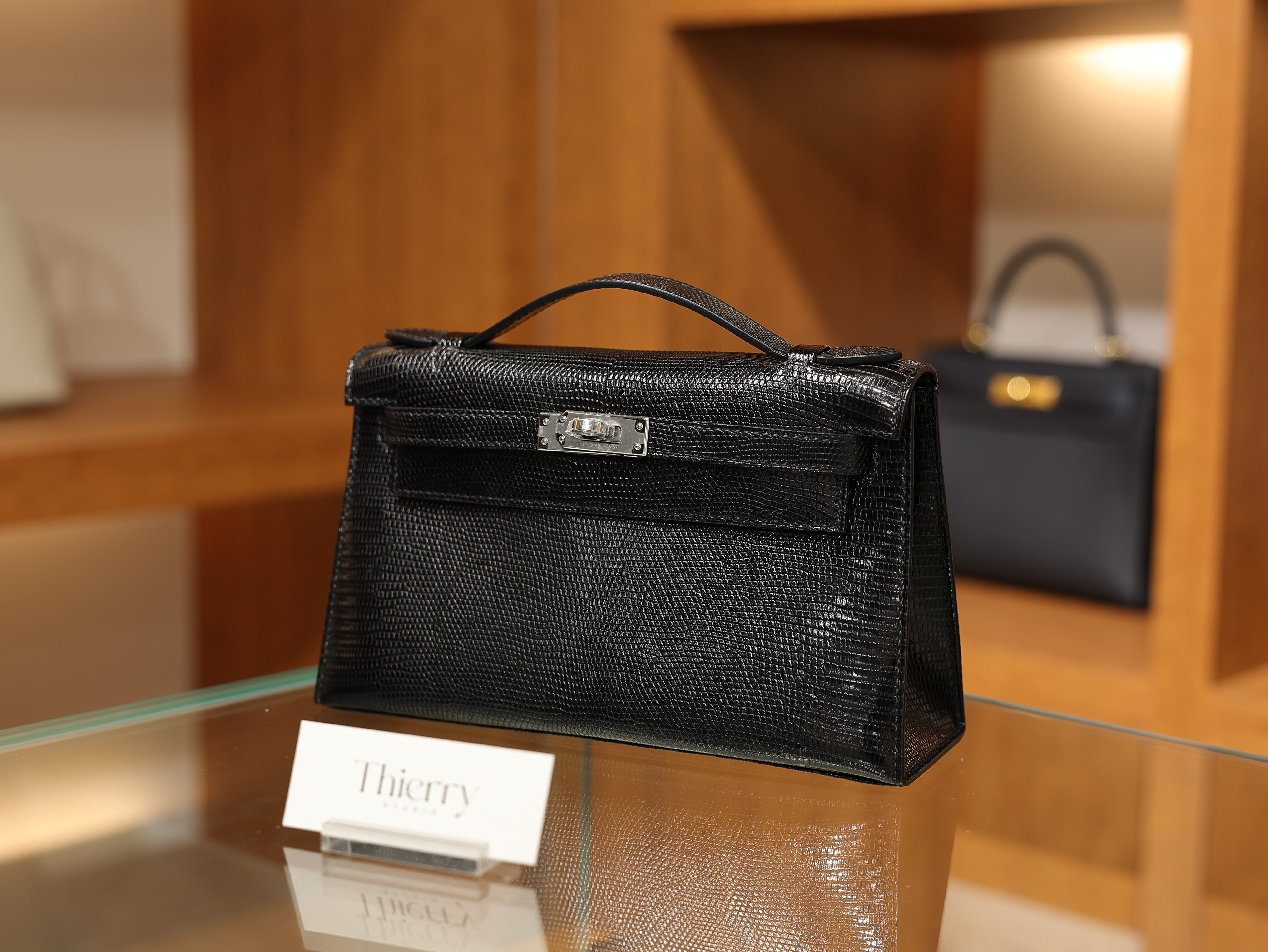 Kelly pochette lizard black PHW