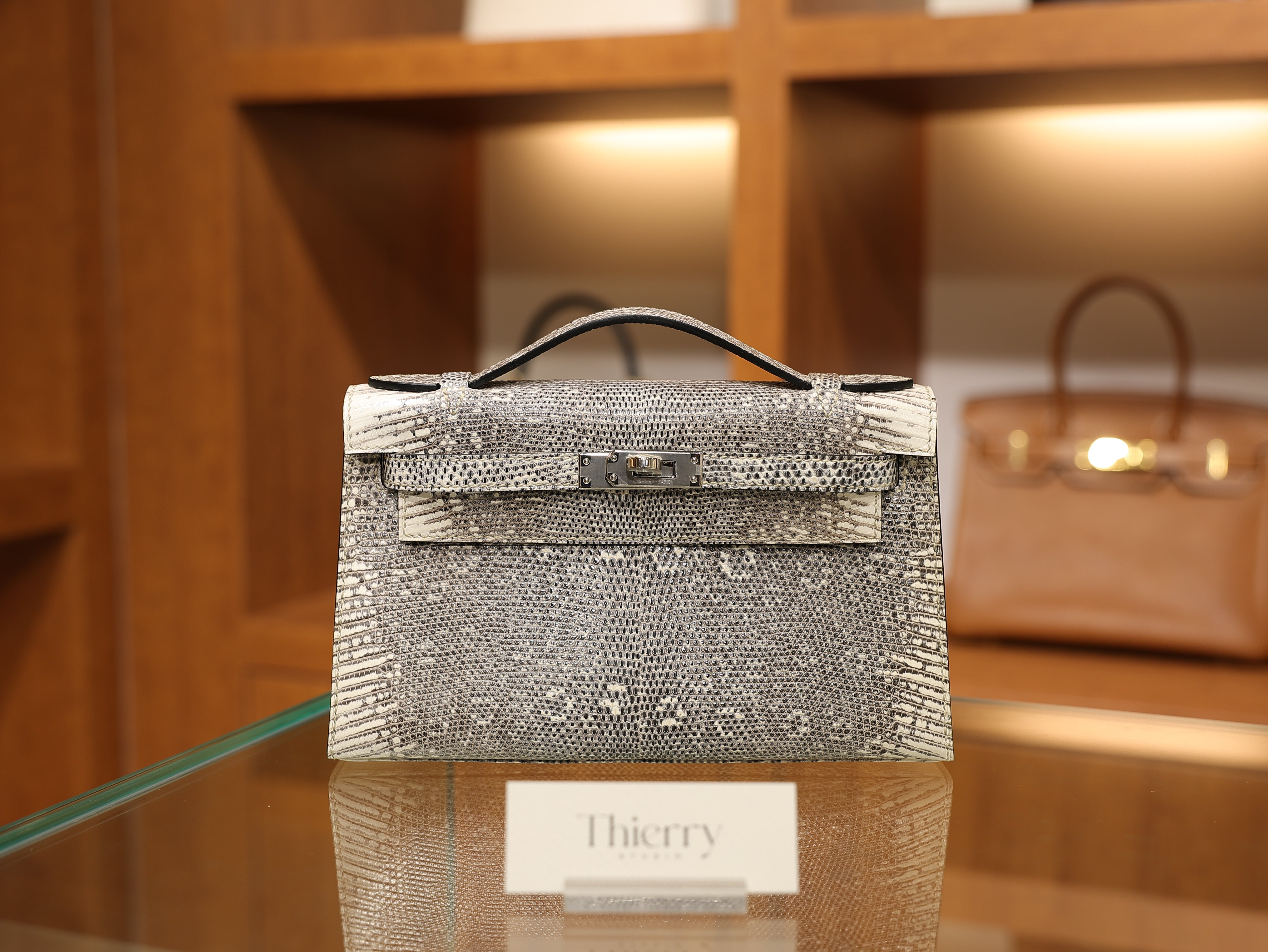Kelly pochette lizard ombre PHW