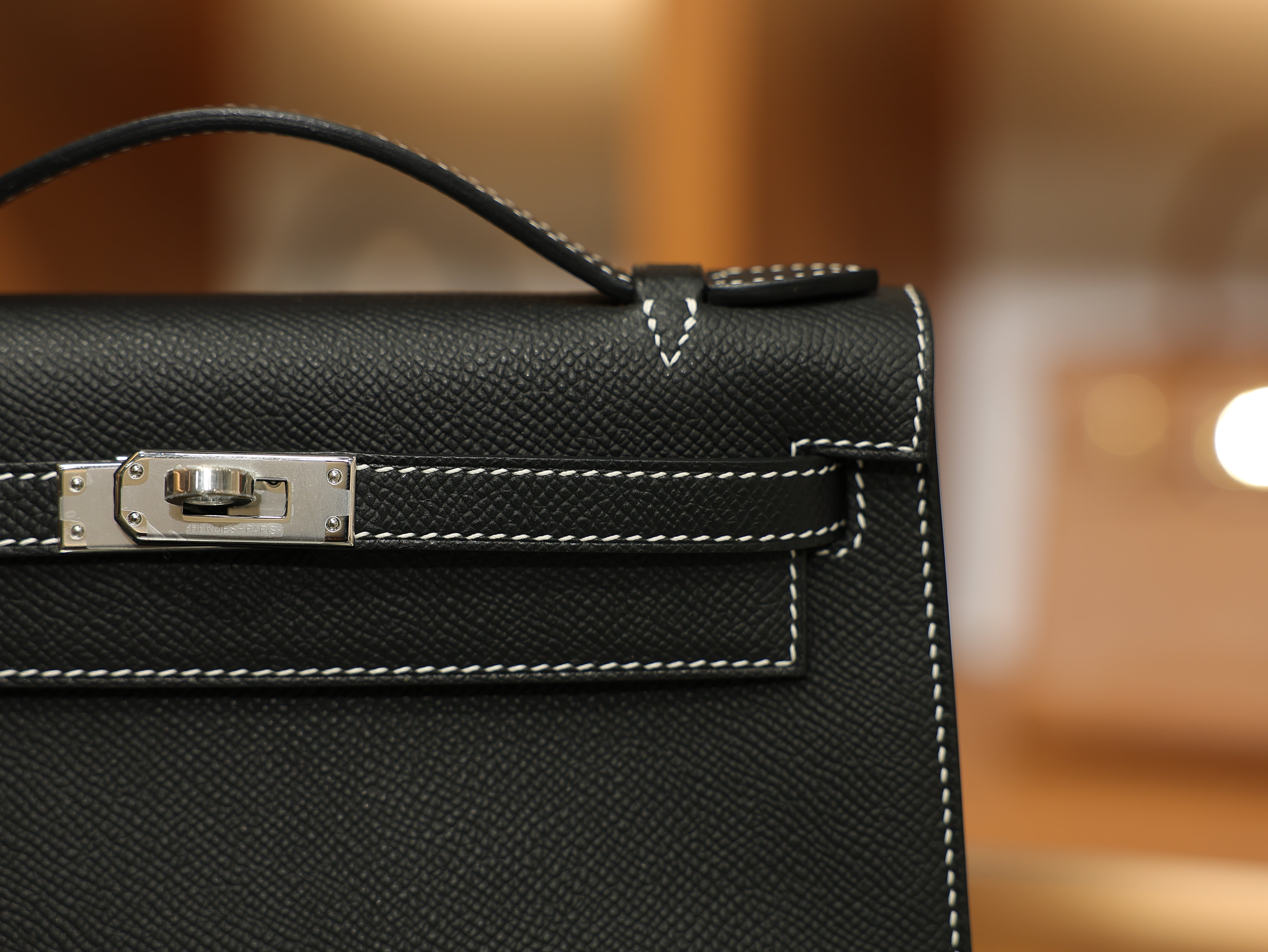 Kelly pochette epsom black & gris perle PHW (HSS)