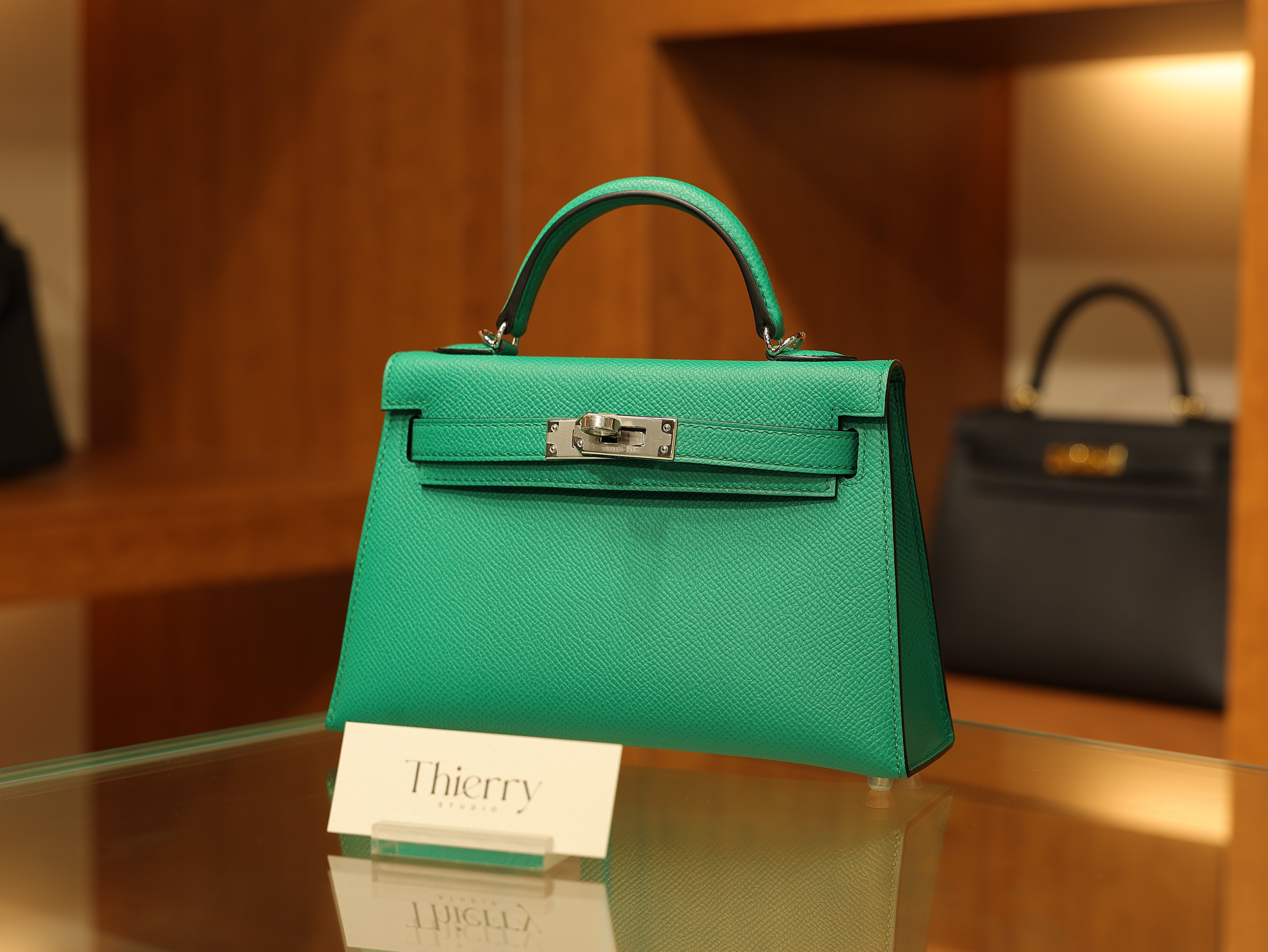 Mini kelly epsom vert jade PHW