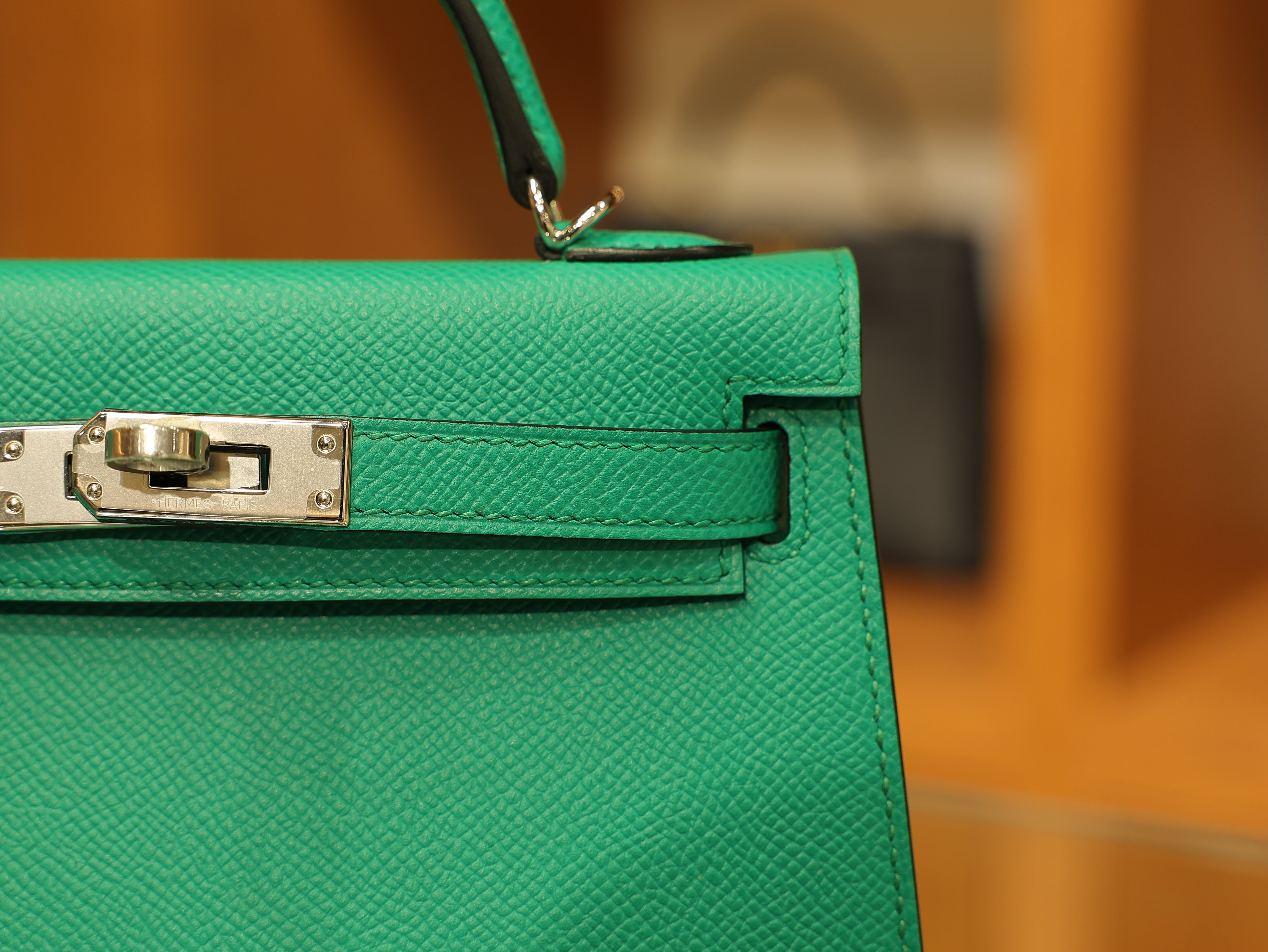 Mini kelly epsom vert jade PHW
